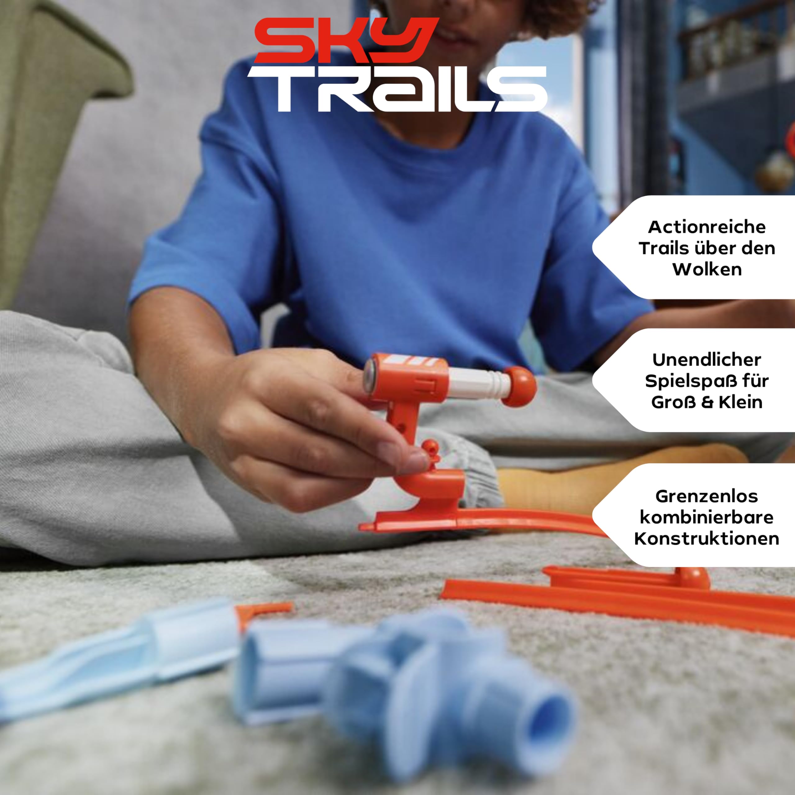 Sky Trails | Track Blaster | Konstruktionsspielzeug für rasante Strecken & Action | Baue, verbinde & erlebe spannende Abenteuer Kinder ab 7 Jahren | 71973