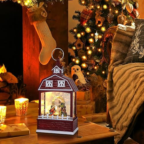 Miniatura 5 de DRomance Linterna de globo de nieve con música de Navidad con temporizador de 6 horas, funciona con pilas, funciona con pilas, globo de nieve