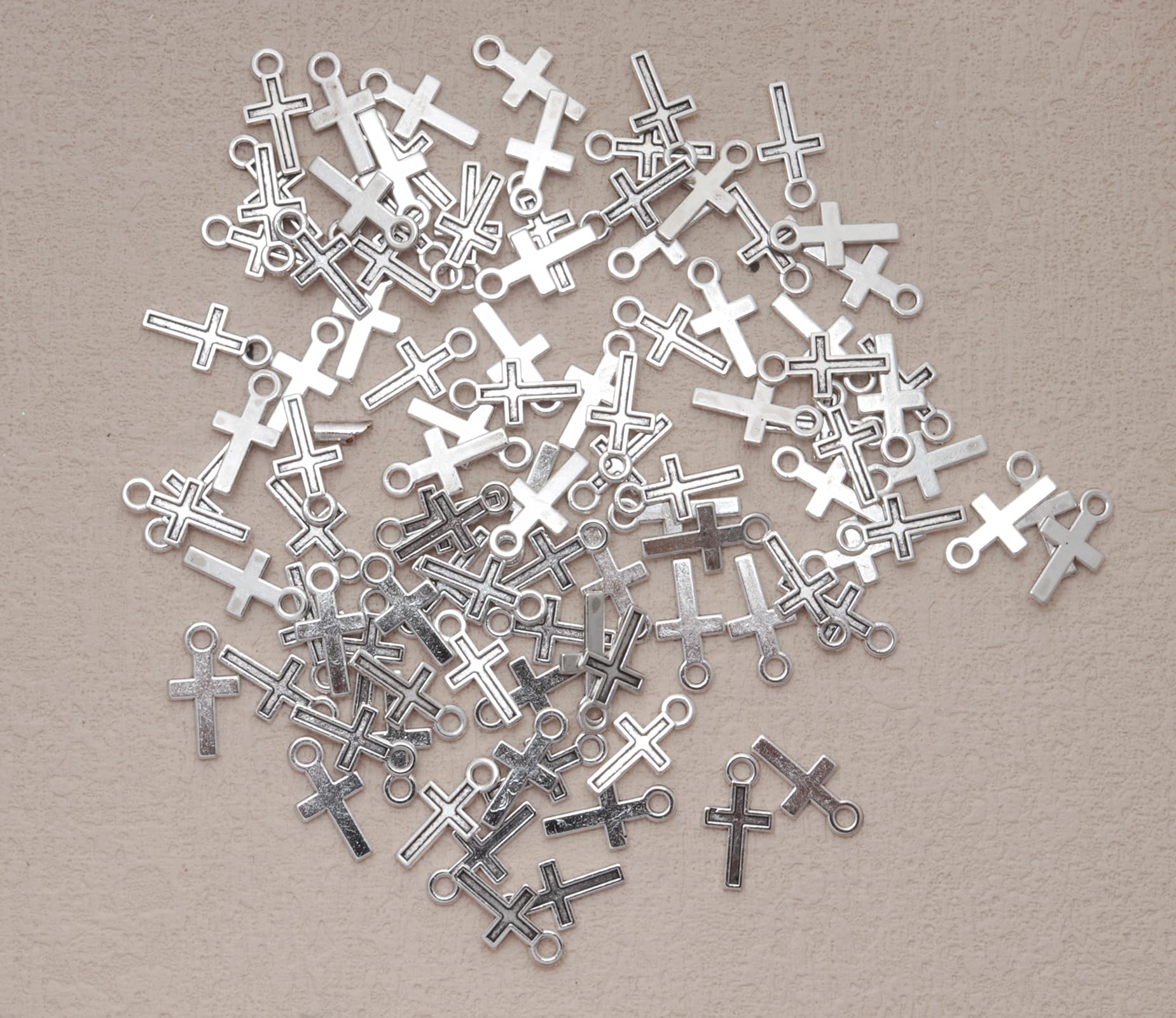 100 Pcs Mini Cross Charm Metal Mini Pendant for Jewelry Making Finding Necklace Bracelet Earring Bookmark Keychain DIY Handmade Craft Accessories Supplies