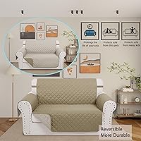 Vista 2 de Fundas reversibles para sofá biplaza, protector de muebles (sofá biplaza, camello/beige)