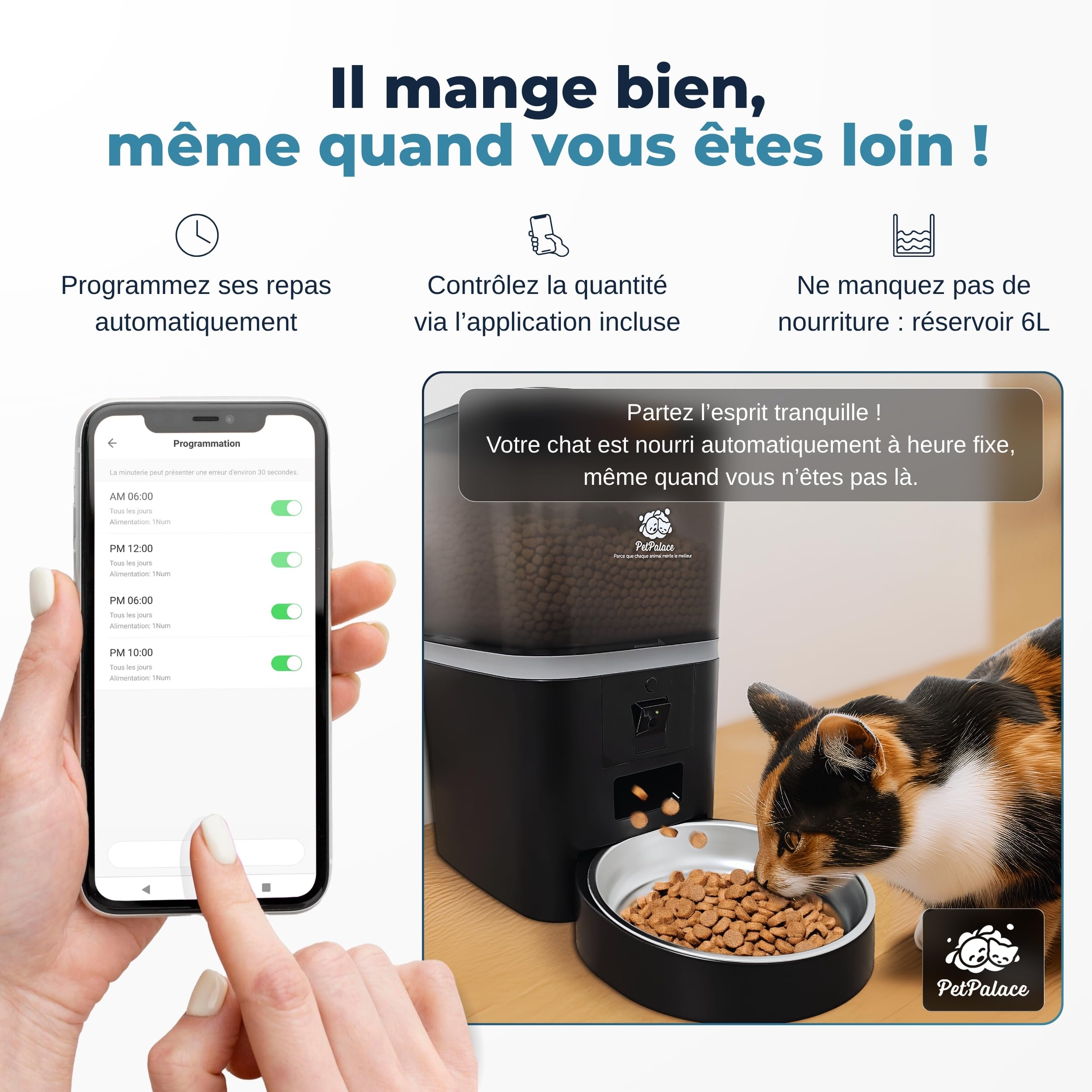 Distributore di Crocchette per Gatti Automatico con Fotocamera – Controlla a Distanza i Pasti e Sorveglia il Tuo Gatto – Ciotola Intelligente Connessa – Serenità e Collegamento, Anche in Tua Assenza