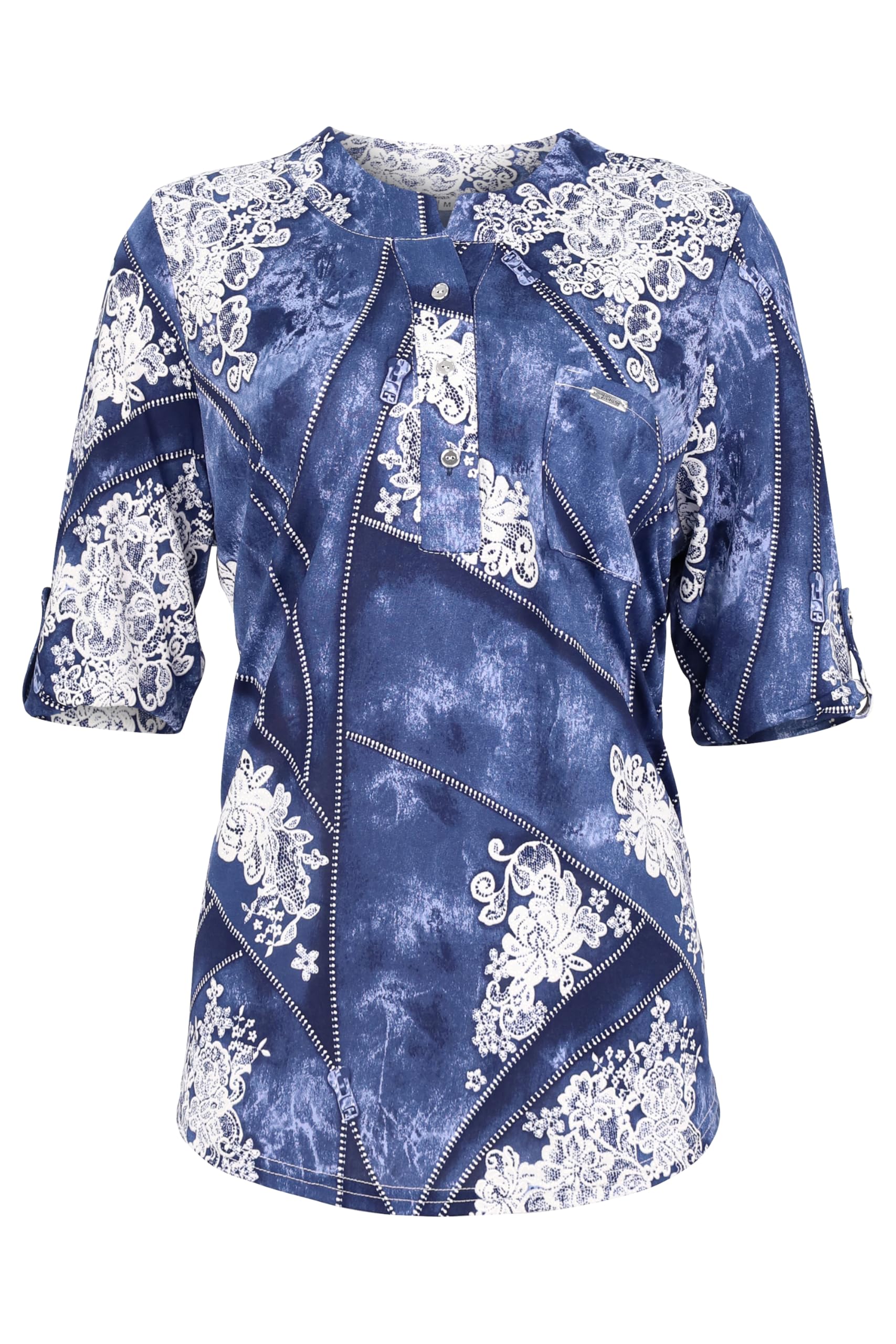 Malito - Damen Schlupfbluse - legere Stretch Bluse - Elegantes Blusenshirt mit 3/4 Arm - Basic Damenbluse 6666