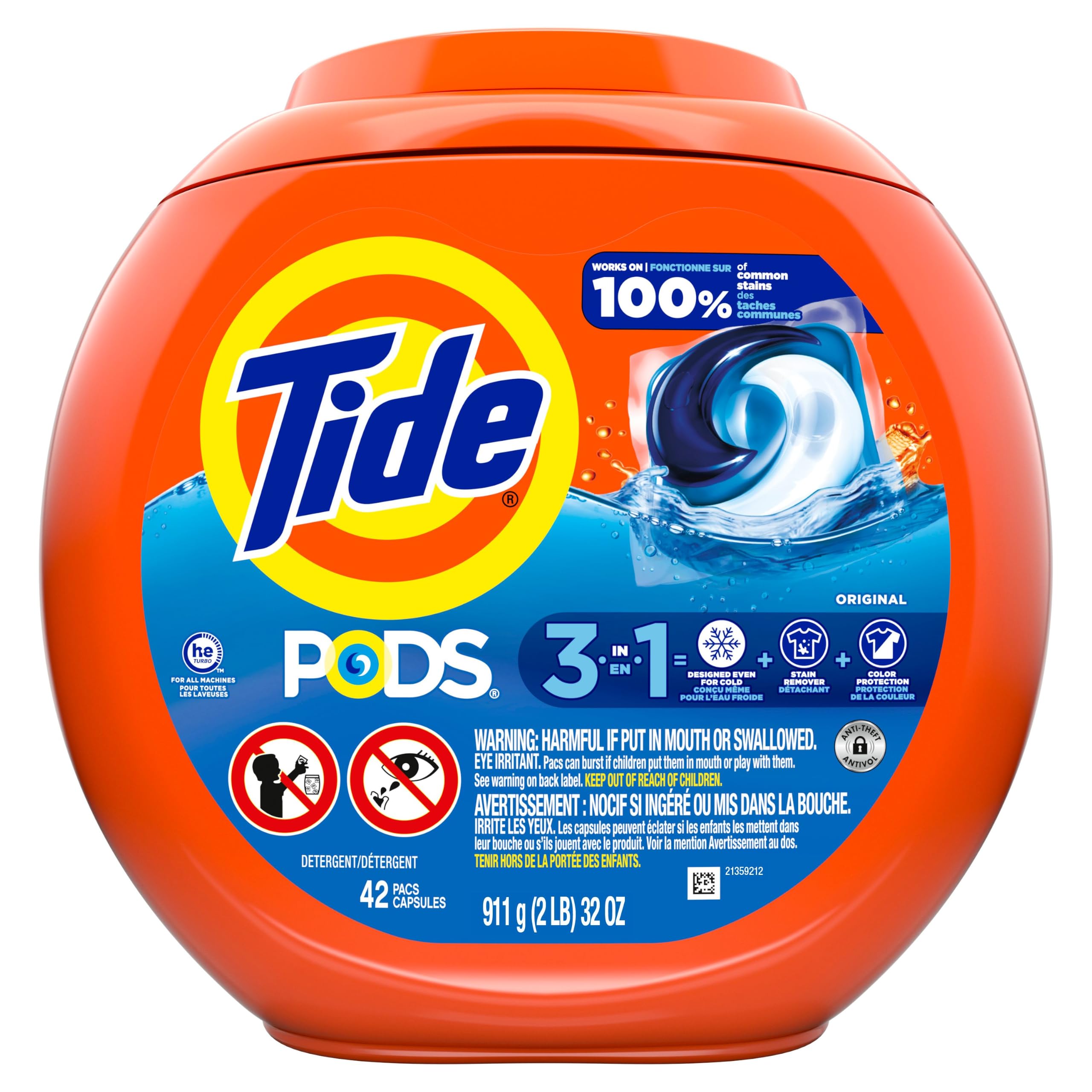Tide 3-in-1 PODS Laundry Detergent, Original, 42 Count