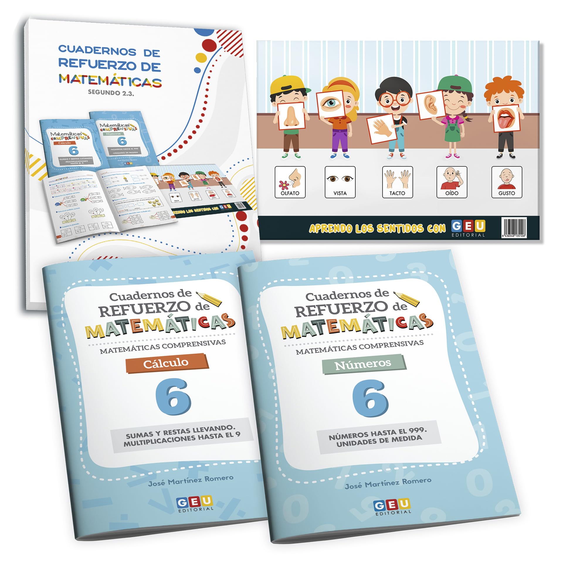 Pack Matemáticas Comprensivas 3º trimestre 2º Primaria: Cuadernos de Números 6, Cálculo 6 y Lámina Didáctica Aprendo los Sentidos| Actividades para ... Primaria (Refuerzo Matemáticas 2º Primaria)