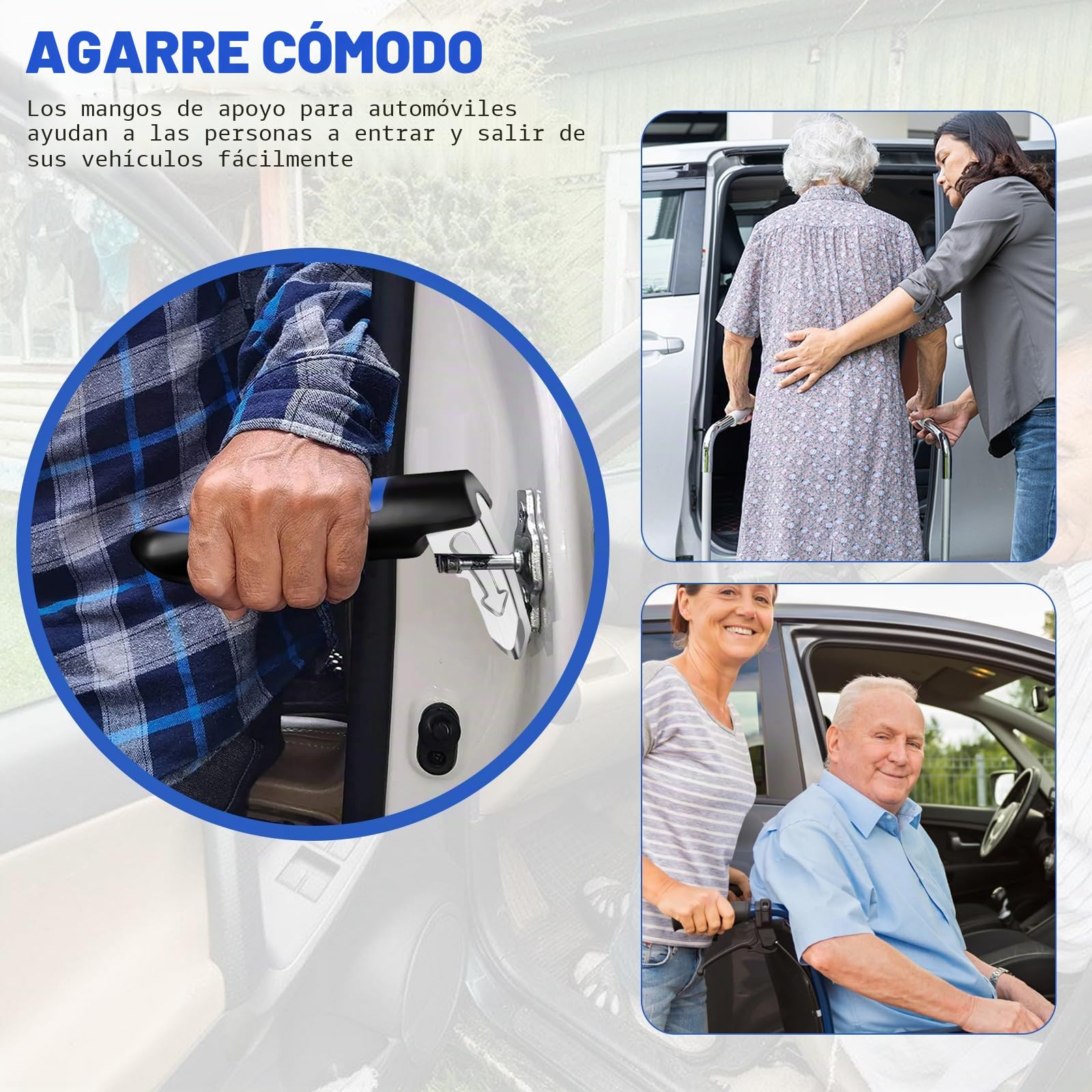 2 piezas Asa de Soporte para Automóvil Mango de Apoyo Herramienta de Escape de Emergencia del Coche para Discapacidad, ayuda de salida de coche para las personas mayores, mango de apoyo para vehículos