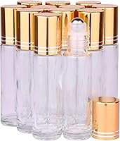 Vista 15 de inice Paquete de 24 botellas enrollables de 0.3 fl oz para aceites esenciales, vidrio azul cobalto, botellas de bola enrollables de acero inoxidable