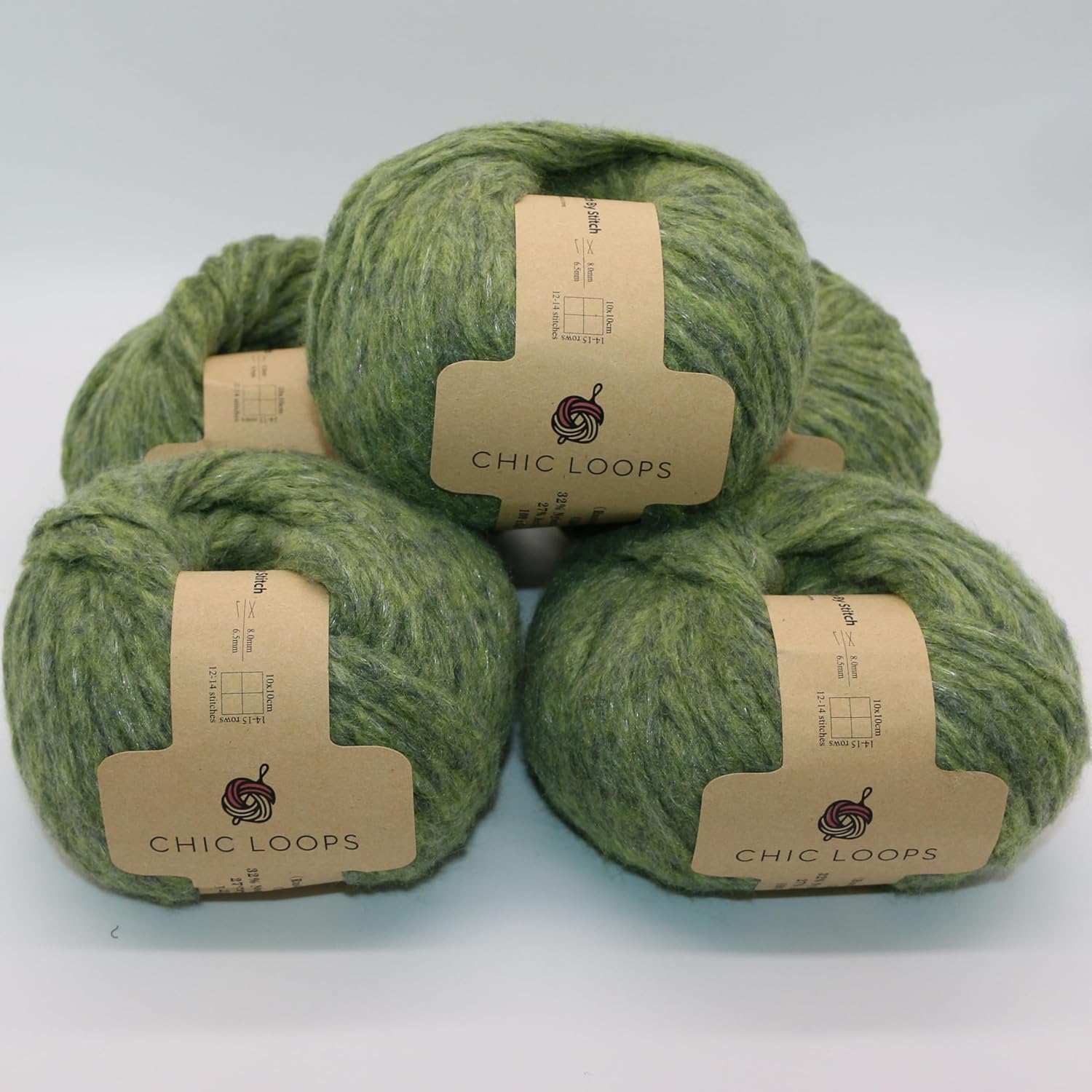 Chic Loops Knitting Kit for Beginners, Knitted Knit Wrap Beginner Crochet Kit for Adults, Crochet Warm Knit Wraps Akzo Scarf for Women Keeping Warm with Instruction(Moss)