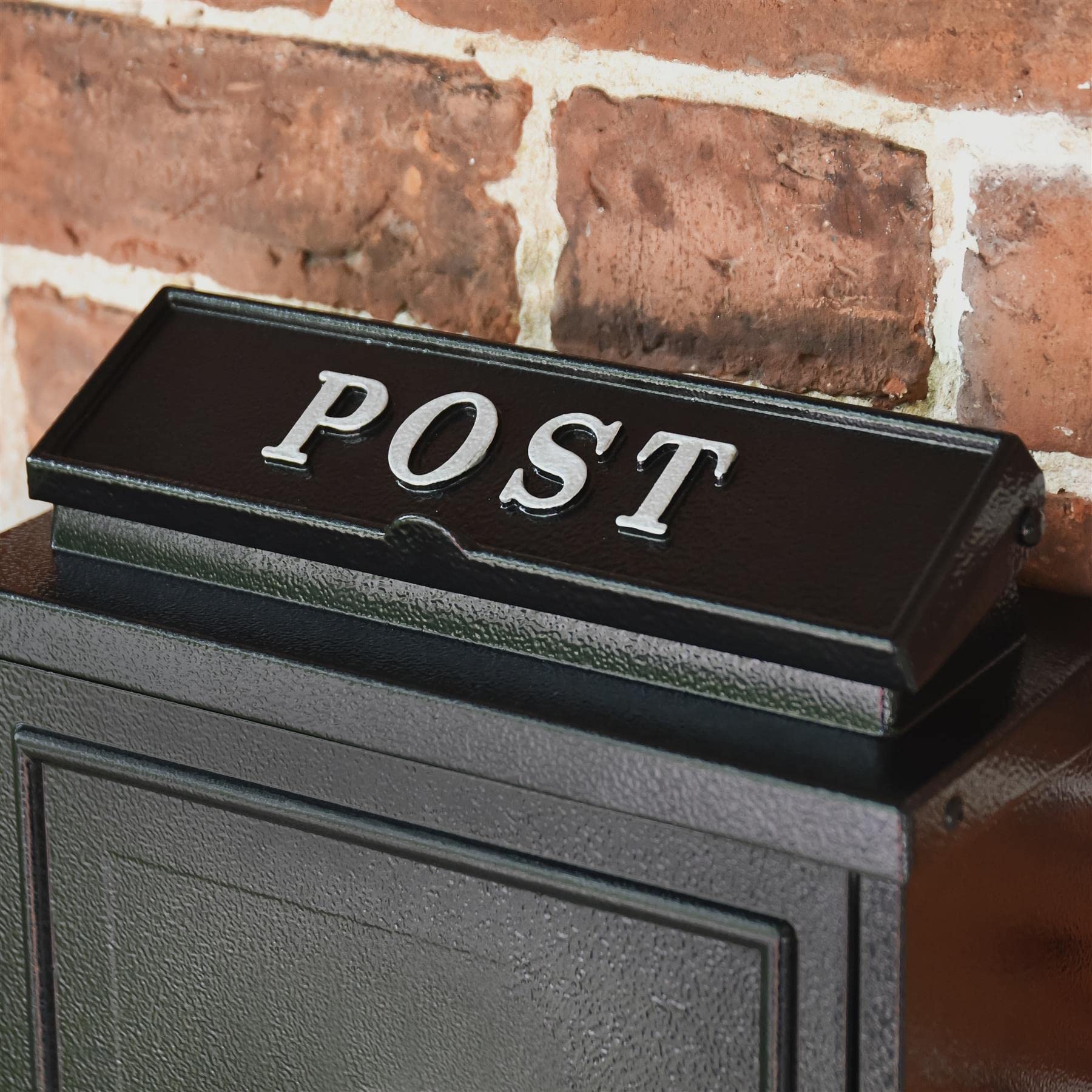 Black "Oxford" Wall Mounted Post Box with Silver Text - Image 5