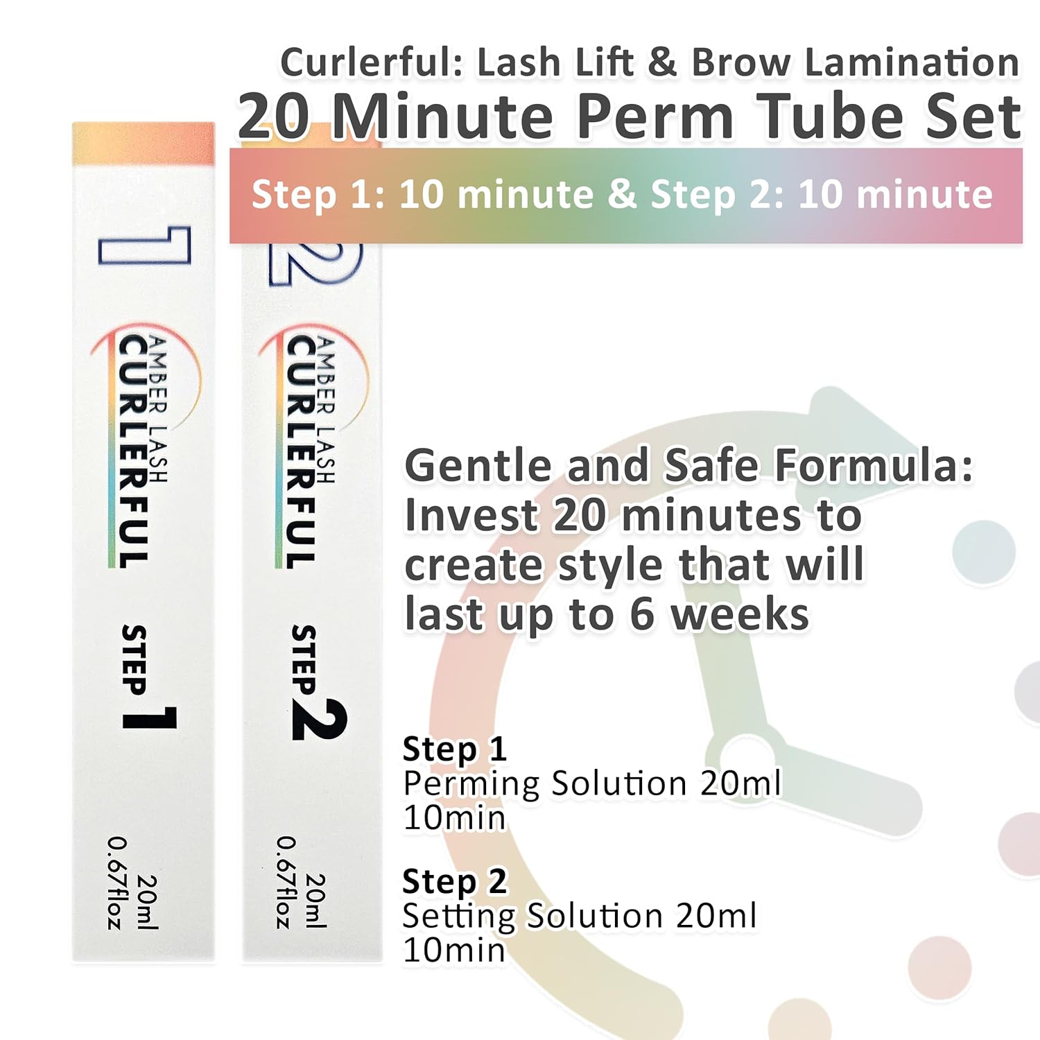 Amber Lash Curlerful, Brow Lamination Tube Set, For Professional Brow Perm, Step 1 & Step 2, 20 ml / 0.67 floz each