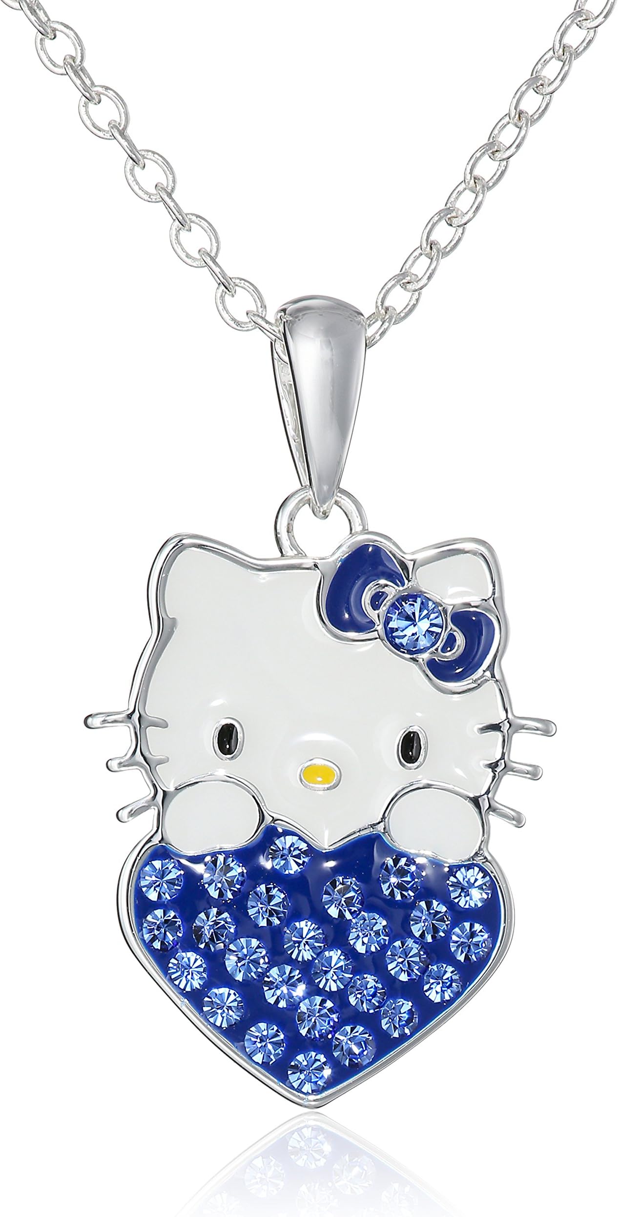Hello Kitty Girls Crystal Birthstone Heart-Pendant Necklace, 18"