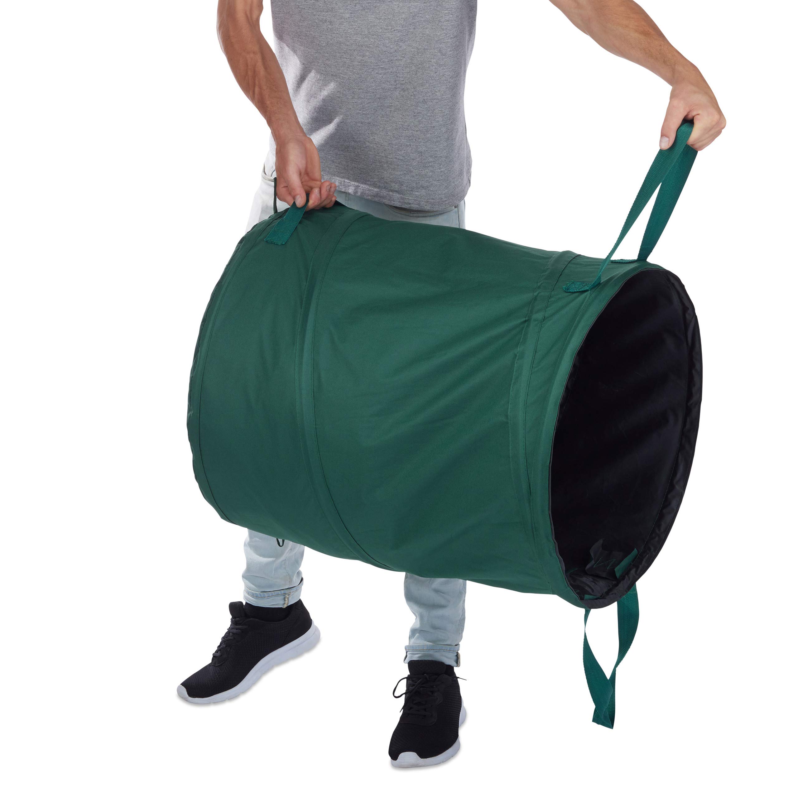 Relaxdays Sacchi per Foglie Pop Up, Set da 3, per Fogliame e Rifiuti da Giardino, 160 l, Autoportante, ∅: 55 cm, Verdi
