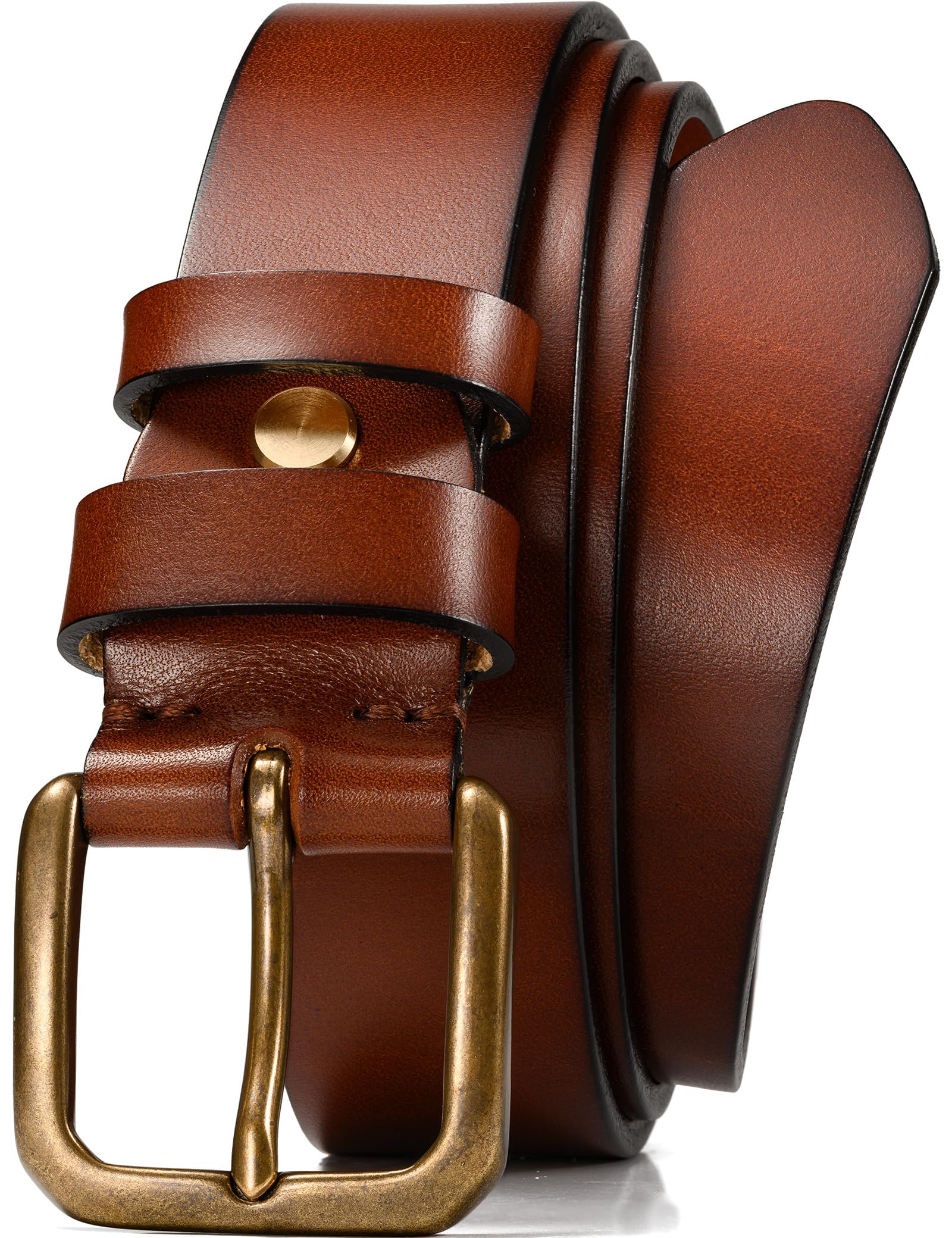 WOLFANT Thicken Full Grain Heavy Duty Casual Work Belts for Men 100 Italian Real Solid Leather