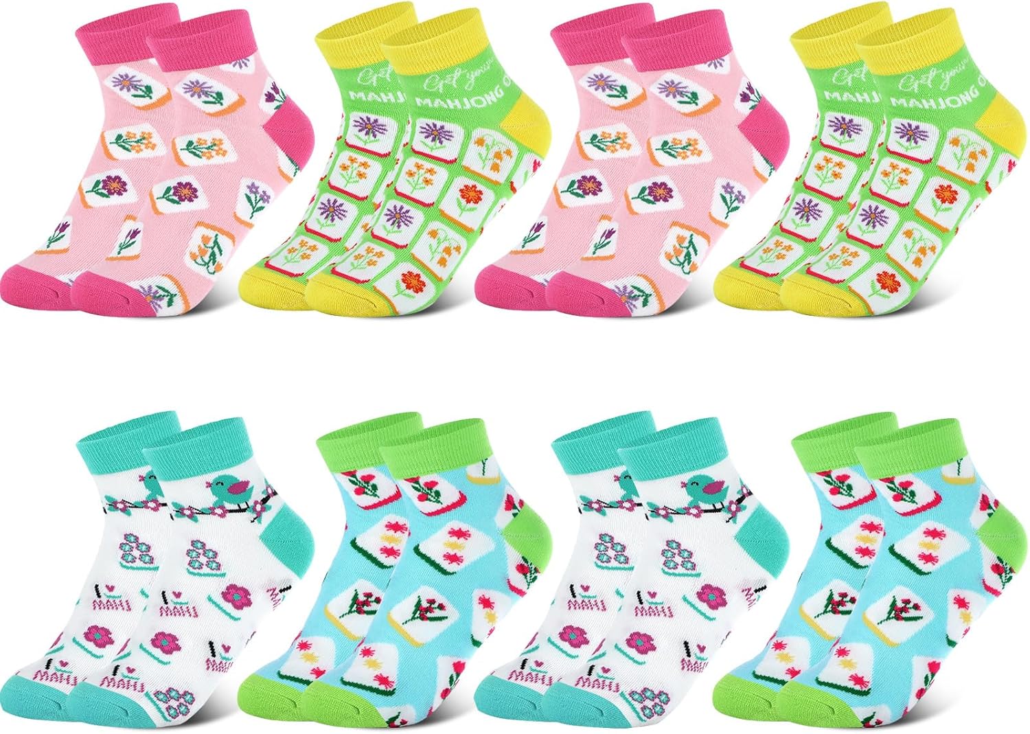 gisgfim Mahjong Socks Womens Funny Lucky Mahjong Socks for Women Men Classic Patterns Set Themed Ankle Sock Mah Jongg