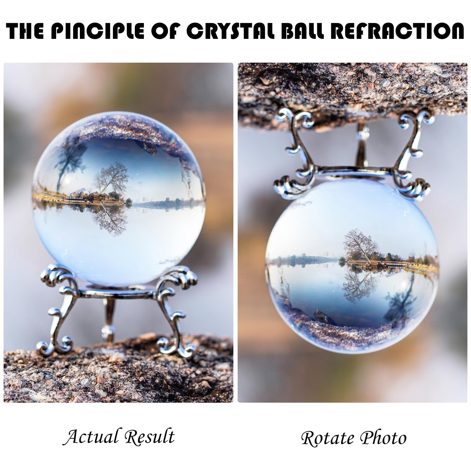 ZEERSHEE 2.3in Sparkling Clear Crystal Ball with Stand 60mm Handcrafted Photography Prop for Magical Shots Elegant Home & Party Decor for Women - Image 3
