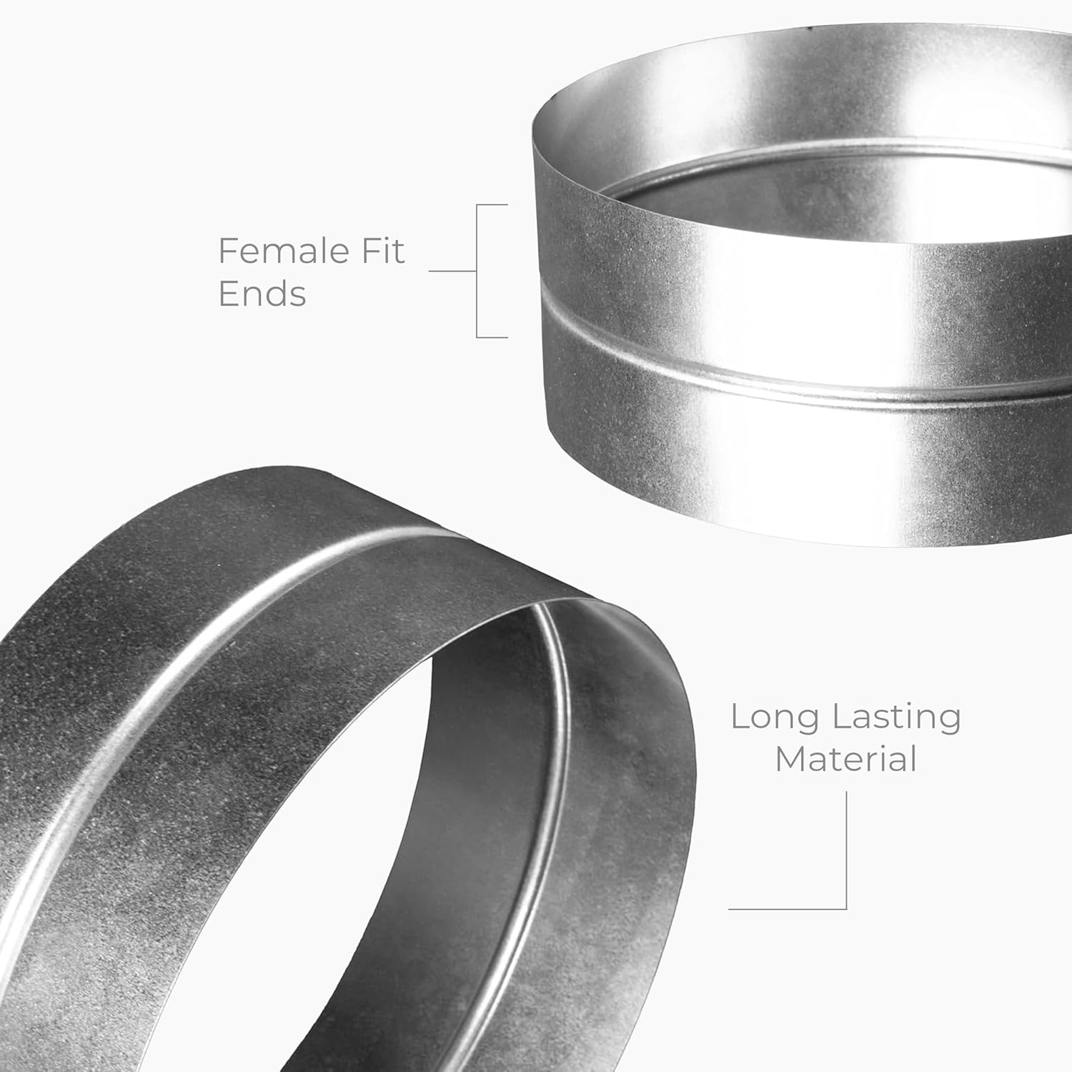 Galvanized Steel Duct Coupling - 10" Inch Female Fit - Round Air Conditioner Duct Connector and Extension - Dryer duct hose - Flexible Exhaust Pipe Adapter - Metal Tube Fitting