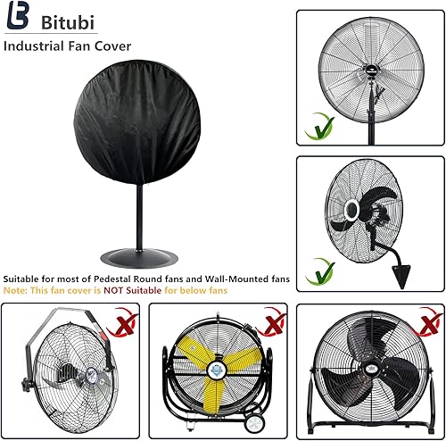Miniatura 5 de Bitubi Cubierta de ventilador industrial, fundas impermeables para ventilador de exterior, compatible con ventilador de montaje en pared de 20 a 24