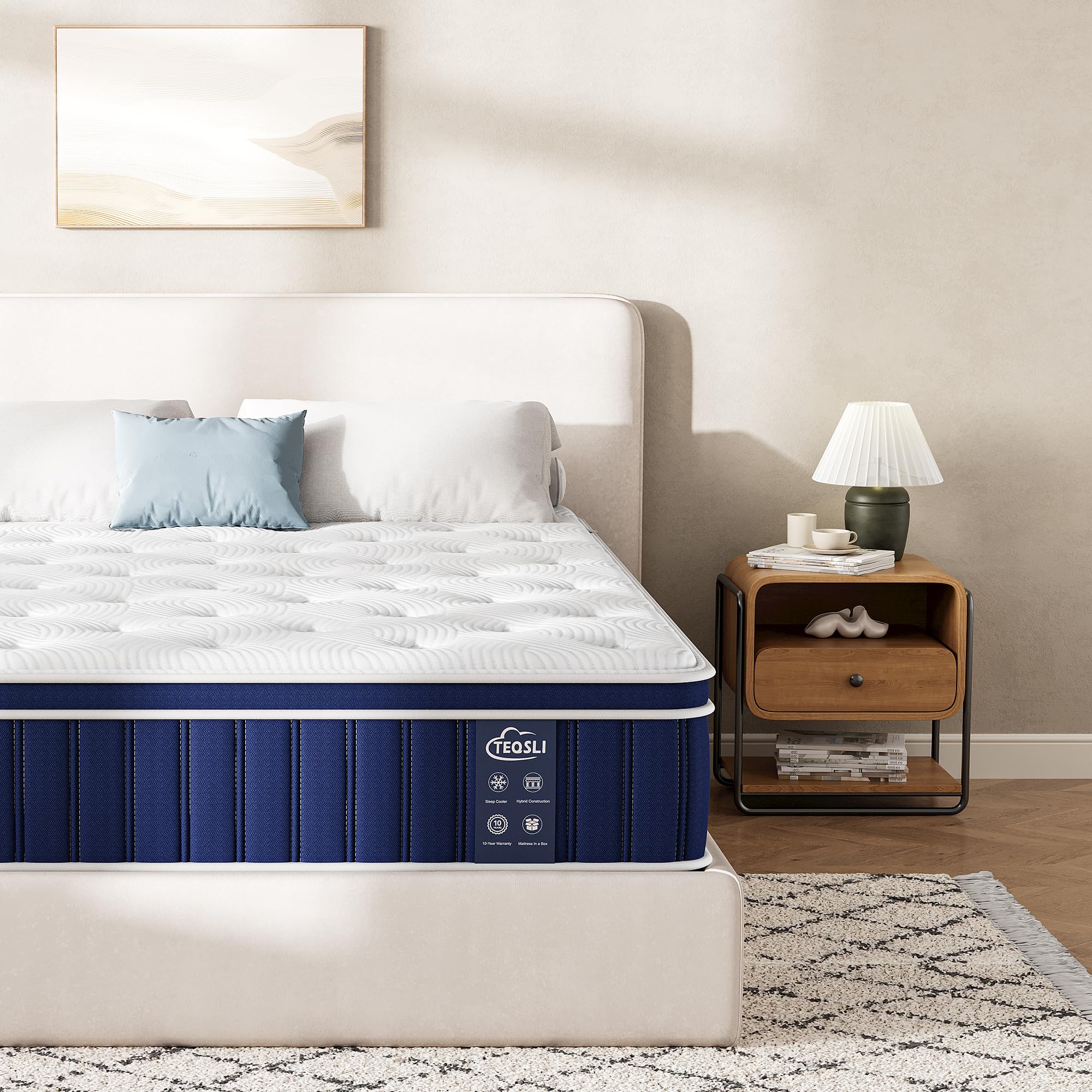 TeQsli Single Mattress, Gel Memory Foam Pocket Sprung Orthopedic Mattress Edge Support & Motion Isolation Spring Hybrid Single Mattresses - Medium Firm Feel 90x190x27 cm
