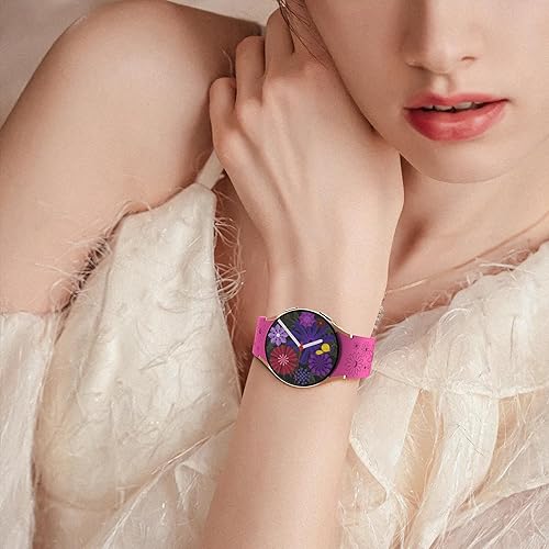 Miniatura 5 de Paquete de 3 correas grabadas florales sin huecos compatibles con Samsung Galaxy Watch 6 5 4 1.575 in 1.732 inWatch 5 Pro 1.772 inGalaxy Watch 6 4