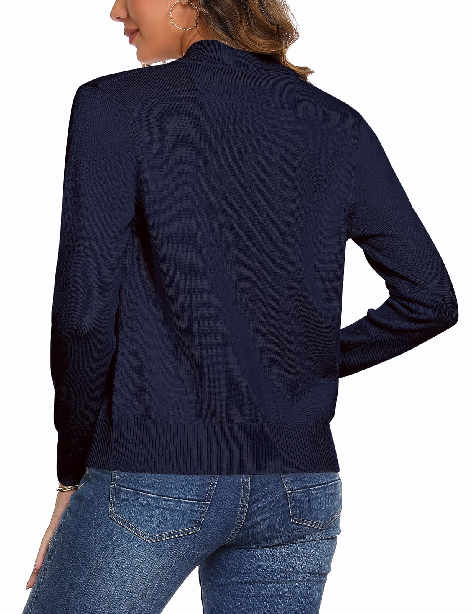 Aottori Cardigan Donna con Zip Maglione Cerniera Leggero Giacca in Maglia Elegante Golfino a Maniche Lunghe Pullover Aperta Casual per Primavera Autunno Invernale