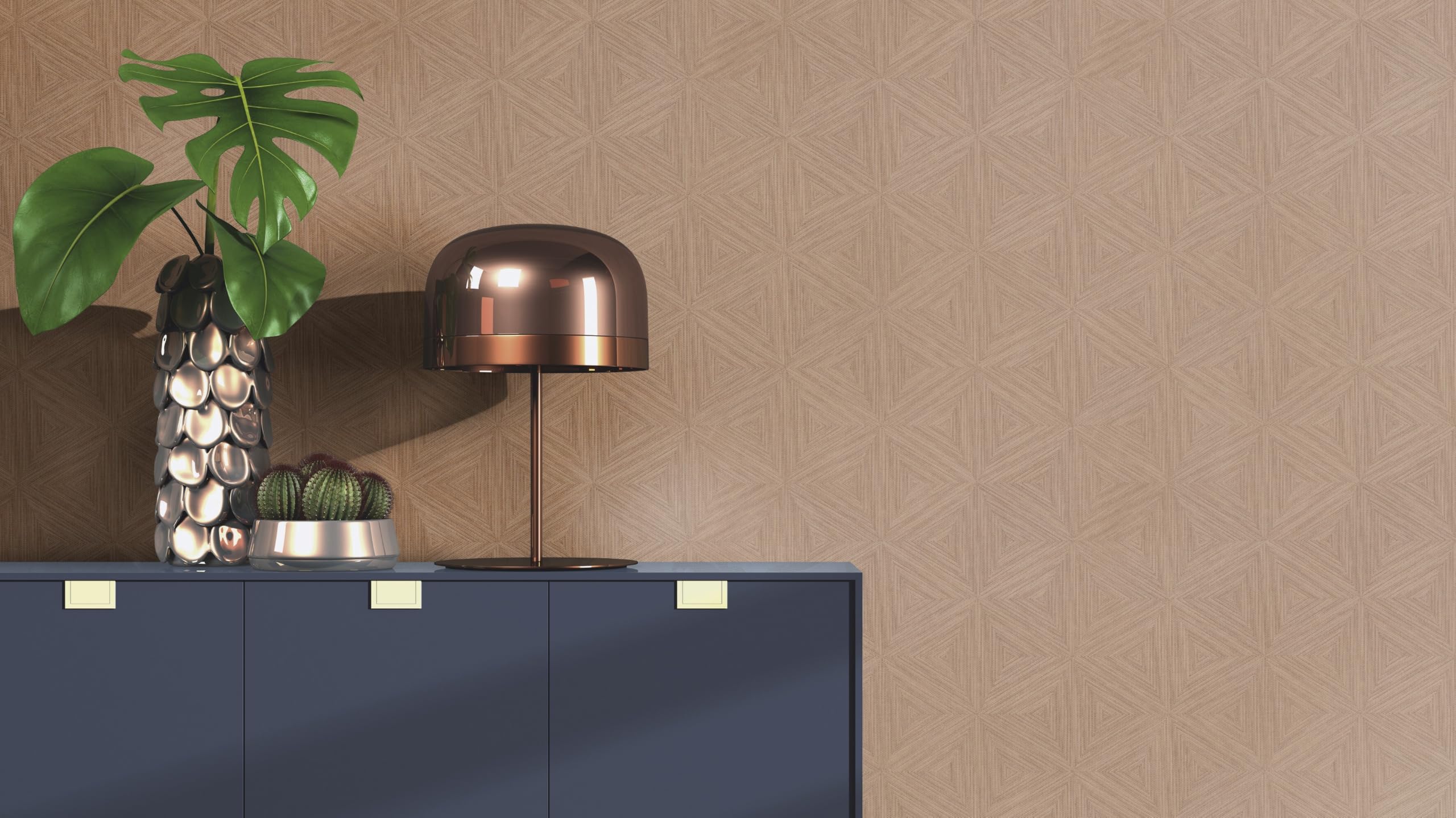 Rasch Back To Nature - Papel pintado de vinilo 3D geométrico en color marrón para un ambiente escandinavo, resistente y lavable, 10,05 m x 0,53 m