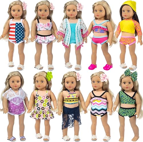 ZITA ELEMENT Fashion 10 Sets americanos 18 pulgadas chica muñeca trajes de baño bikini traje de baño 18 pulgadas muñeca trajes de baño verano