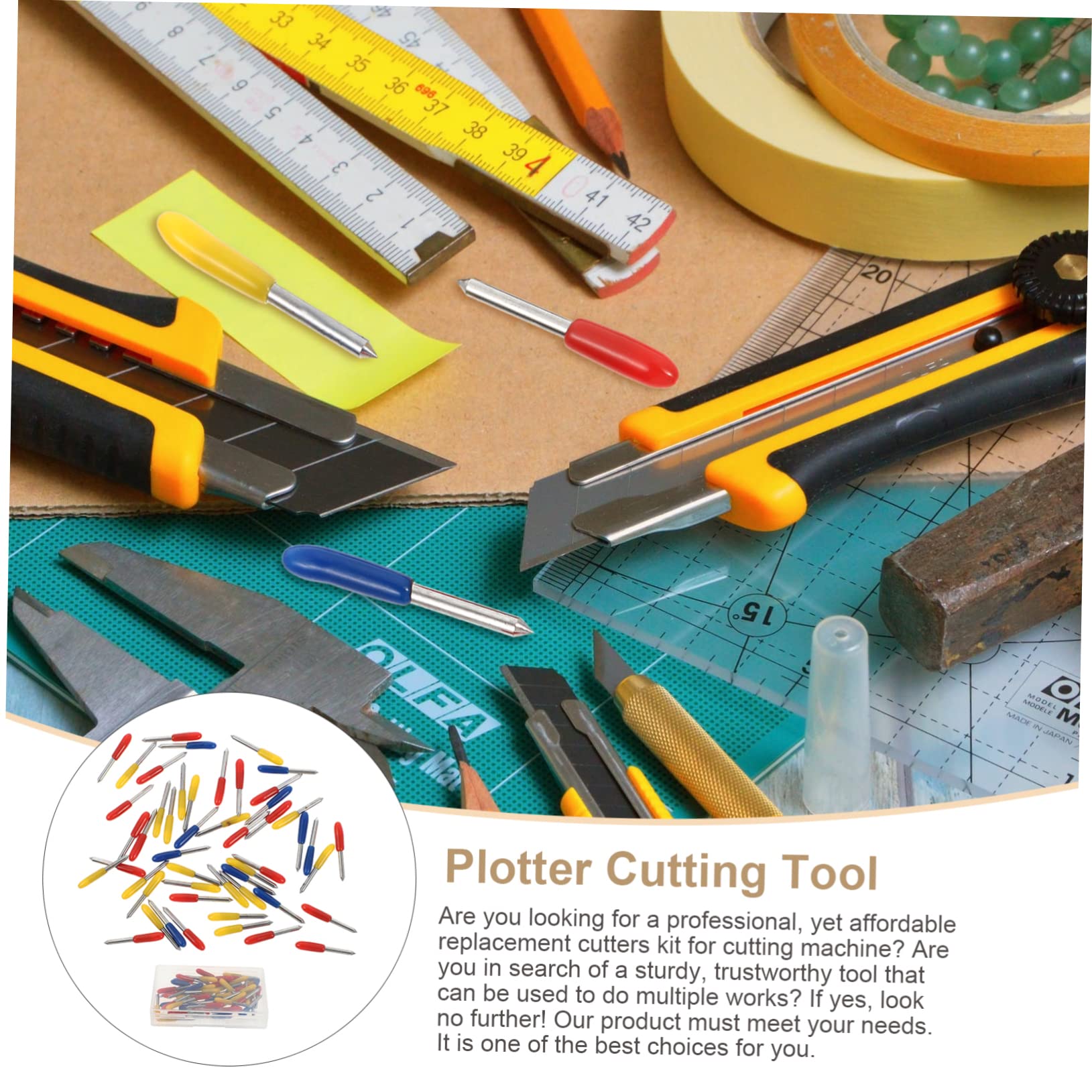 HAPINARY Set of 50pcs Cutting Machine Replacement Cutters 30° 45° 60° Engraving Machine Cutters for Vinyl Fabric Leather