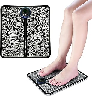 Massageador elétrico para pés EMS recarregável por USB, estimulador de pés, 6 modos 9 intensidade, melhora a circulação, relaxa a rigidez muscular, alivia a dor nos pés e pernas