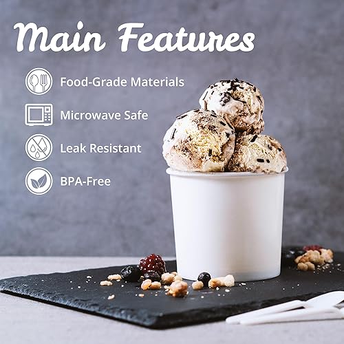 Miniatura 6 de MATICAN Vasos de papel para helado, 50 cuencos de postre desechables de 11 onzas para alimentos calientes o fríos, suministros de fiesta de 11