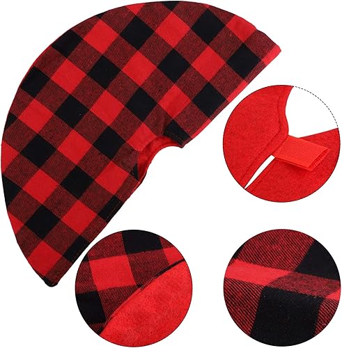 Miniatura 4 de URATOT Paquete de 2 minifaldas de tela para árbol de Navidad, falda de felpa de 15 pulgadas, color blanco y rojo para decoración de árbol de Navidad