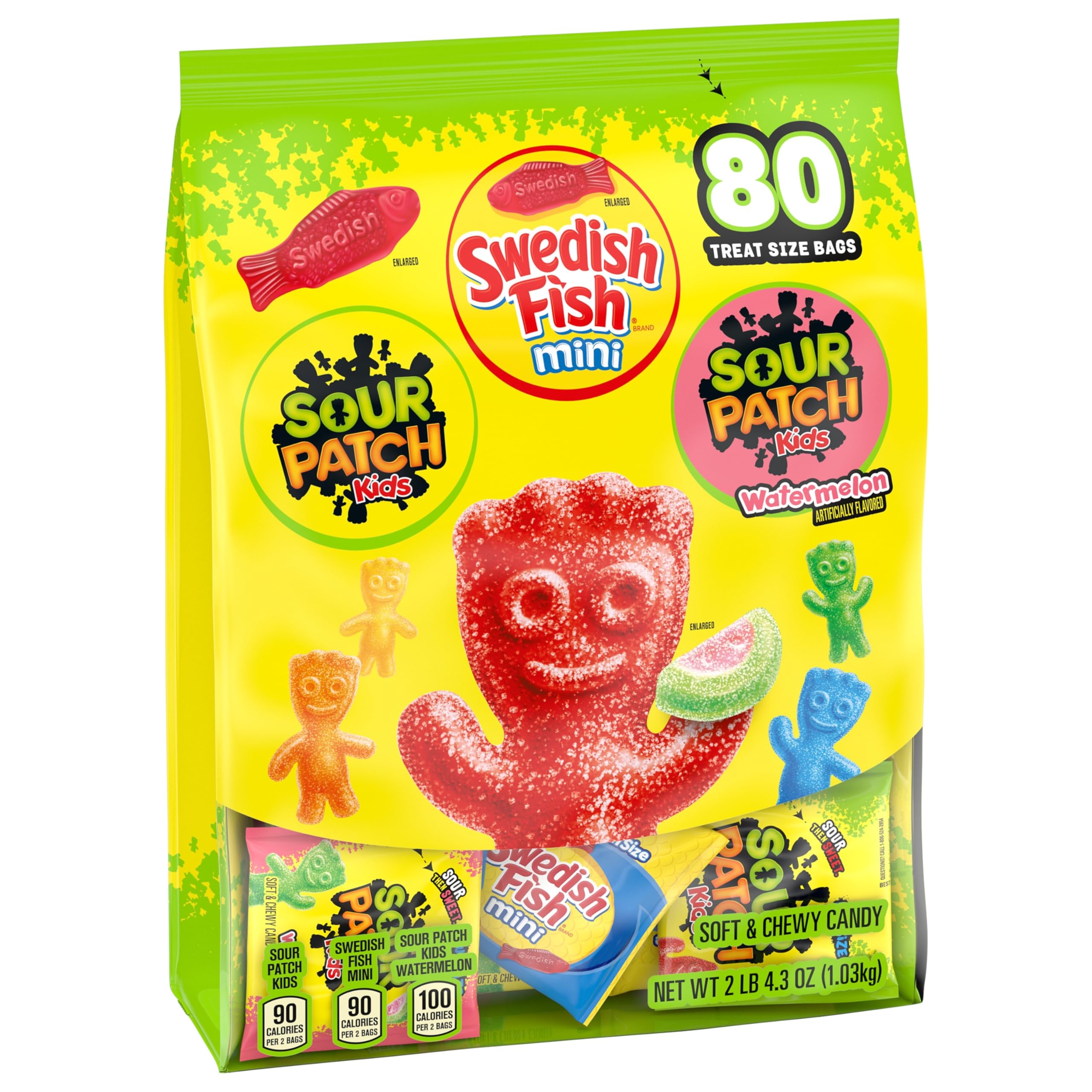 SOUR PATCH KIDS and SWEDISH FISH Mini Soft Chewy Candy Variety Pack Bulk Candy 80 Treat-Size Snack Packs — view 10