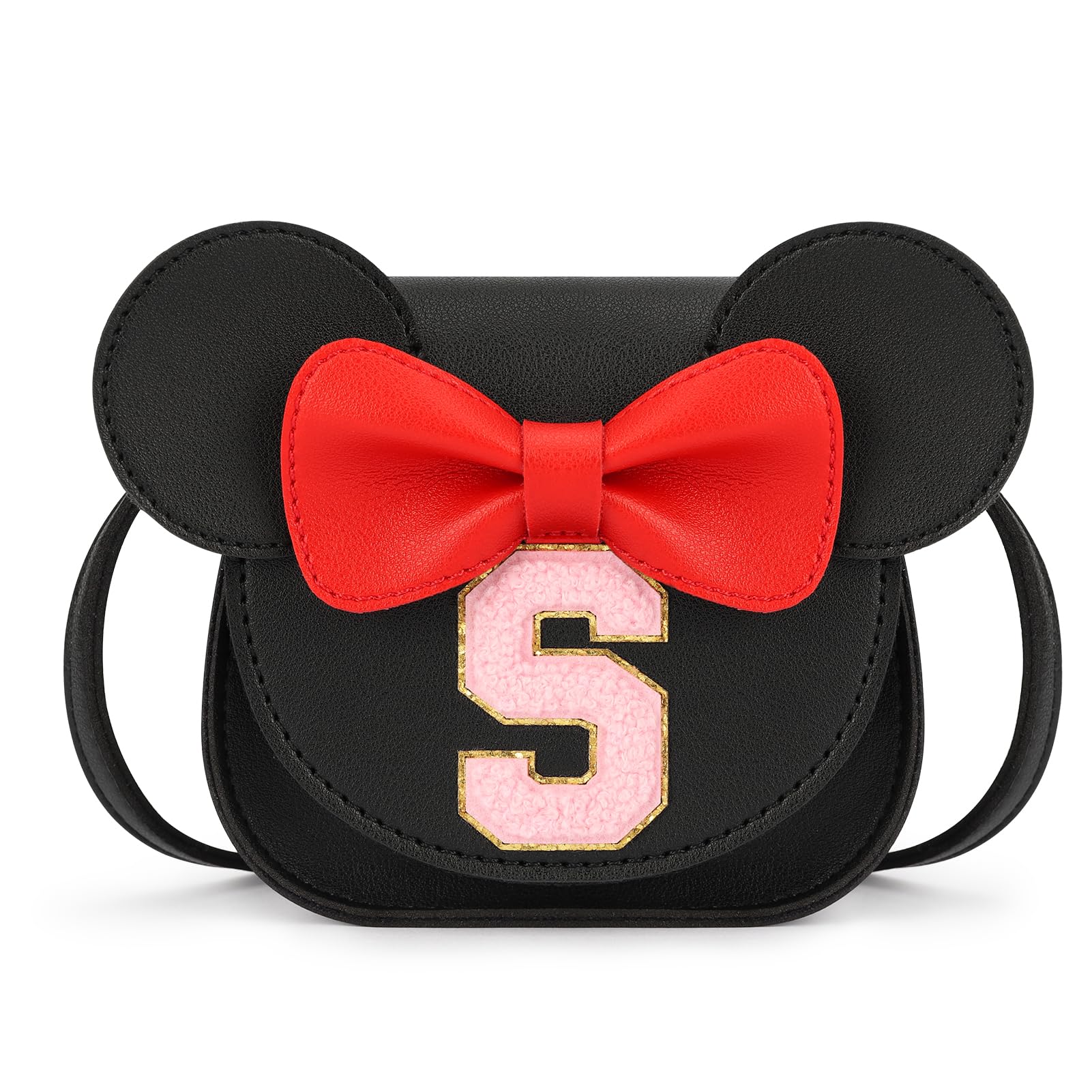 mibasies Toddler Purse for Girls Age 3-8, Black Letter S Toy Birthday Gift