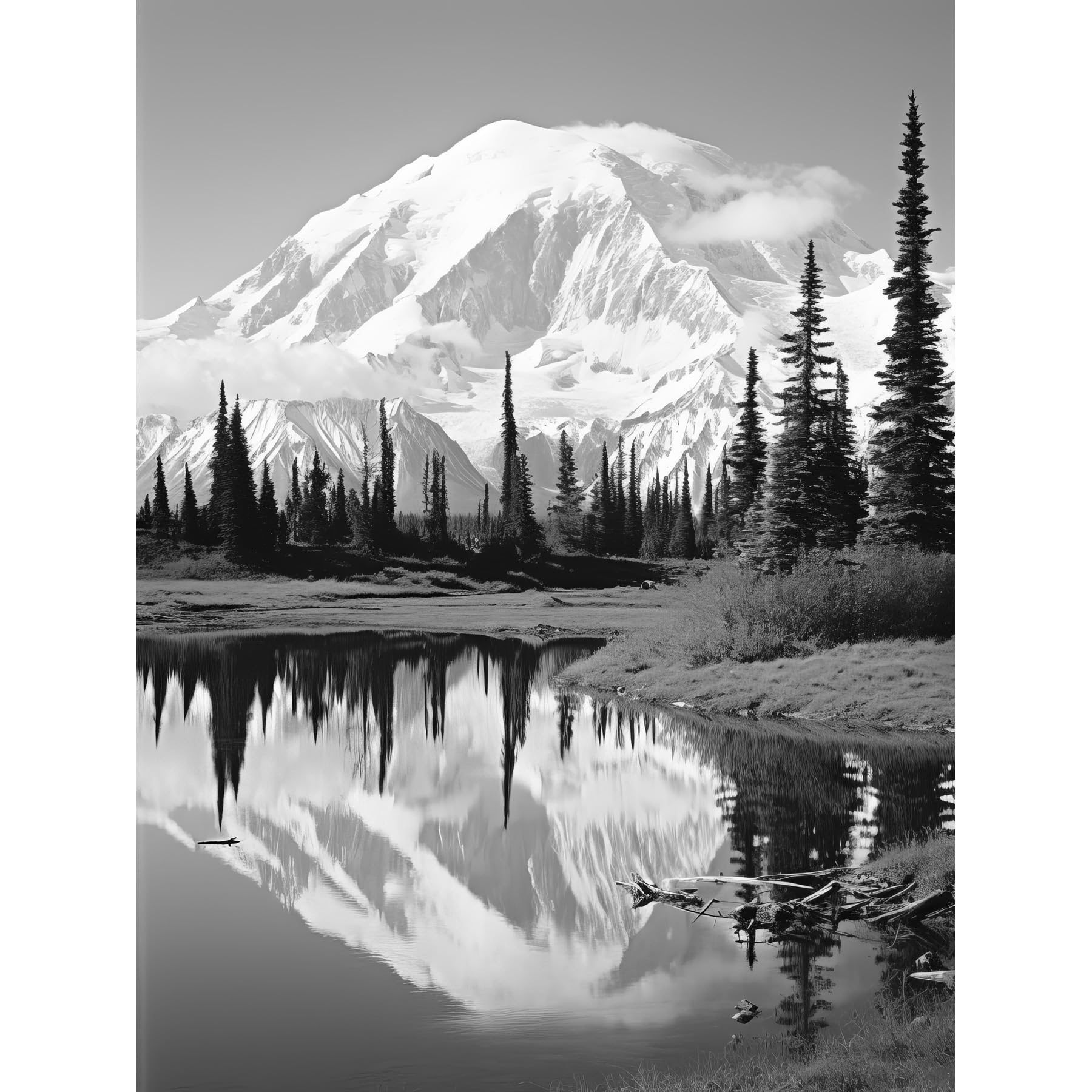 Artery8 Mount McKinley Photograph Poster W18" x H24" Grey