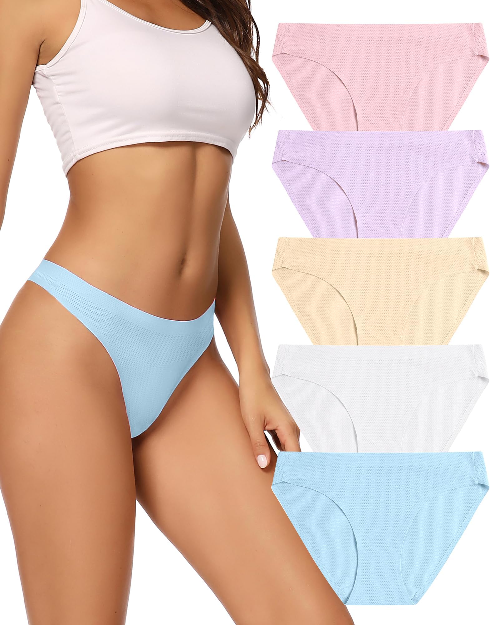 voenxe Women Bikini Underwear,Seamless Breathable Ladies No Show Panties