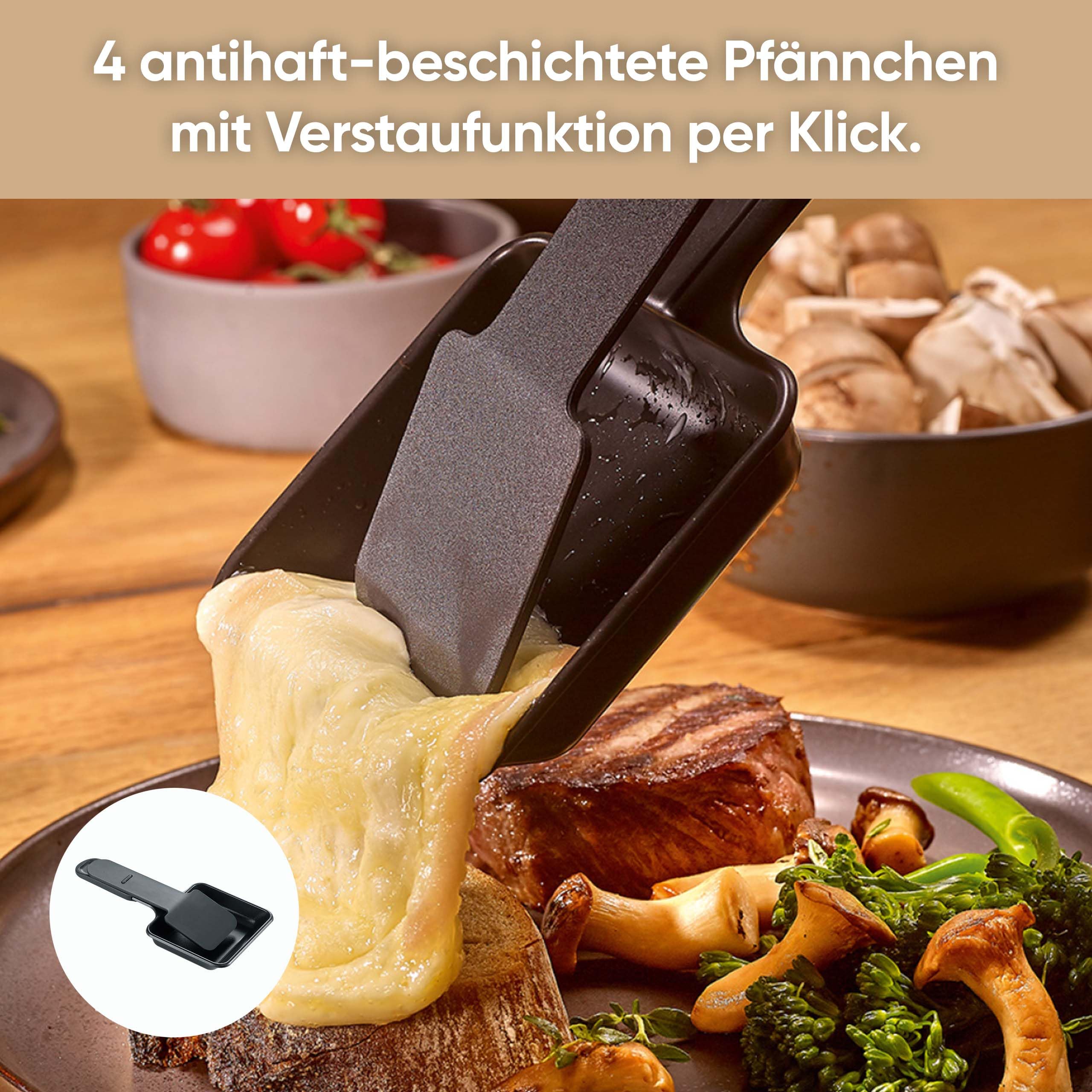 SEVERIN Mini Raclette-Grill 4 Personen 600W Black Line RG 2360