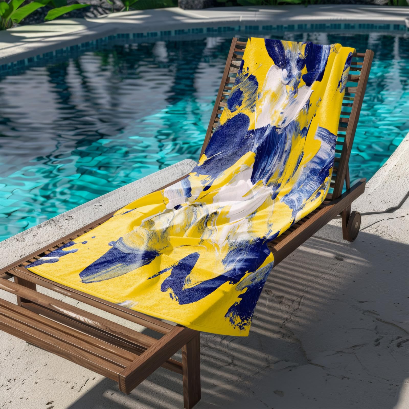 Genérico Toalla Playa 90X180 Azul Amarillo
