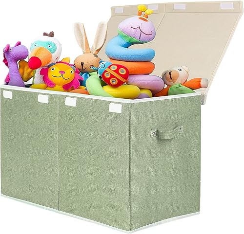 popoly Caja de juguetes grande con tapa plegable resistente organizador de almacenamiento de juguetes cestas para niños niñas guardería sala de