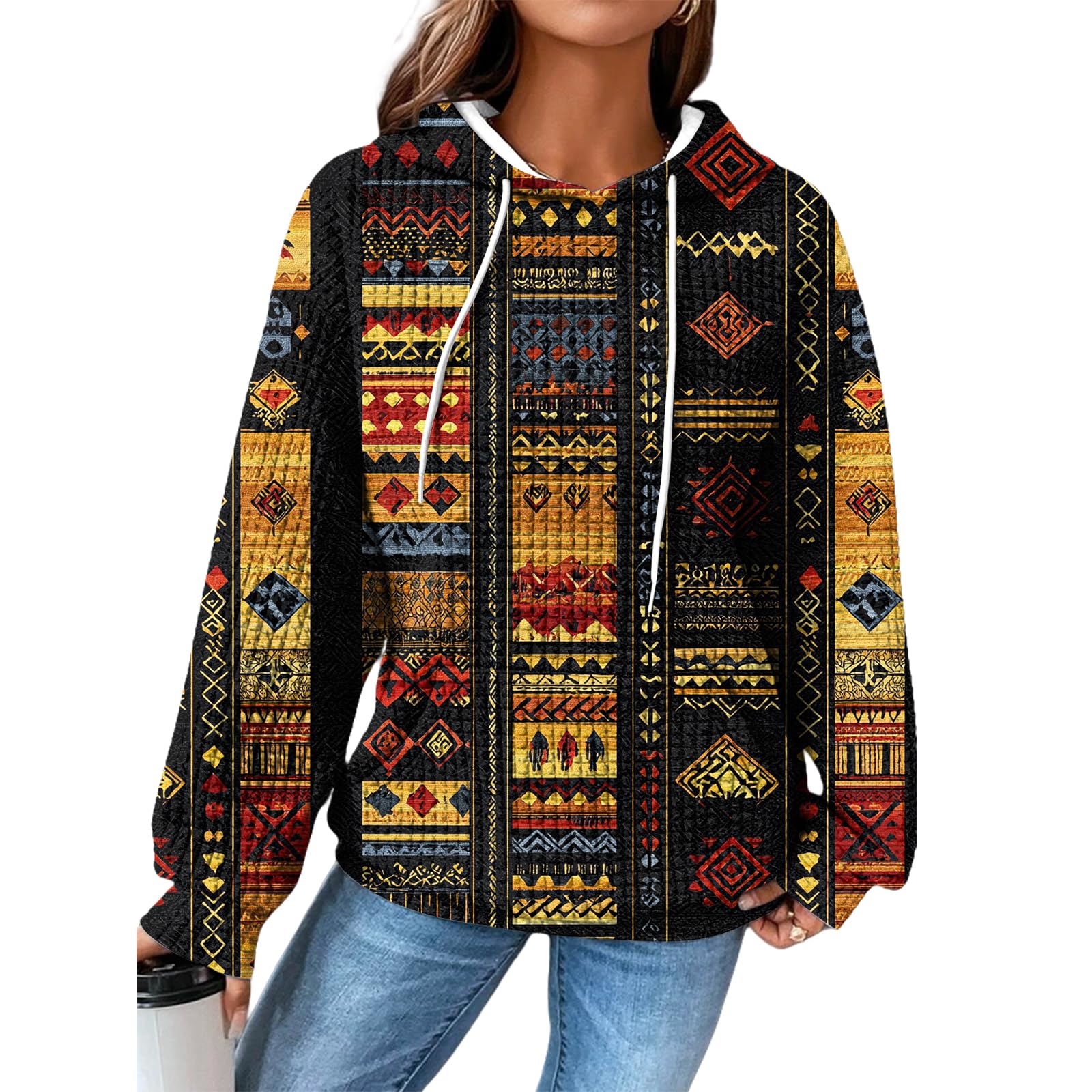 - Womens Christmas Hoodies Pullover Cute Graphic Waffle Oversized Hooded Funny 2024 Fall Fashion Blouses
