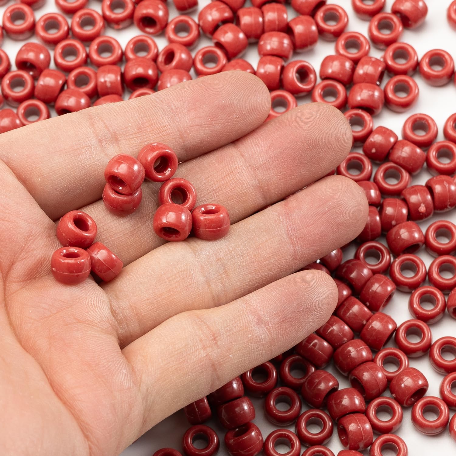 Gxueshan 1000 Pcs Acrylic Black Pony Beads 6x9mm Large Hole Pen Hair Kandi Beads Bulk for Friendship Bracelet Necklace Jewelry Making Earring Braiding Kit: Wine red