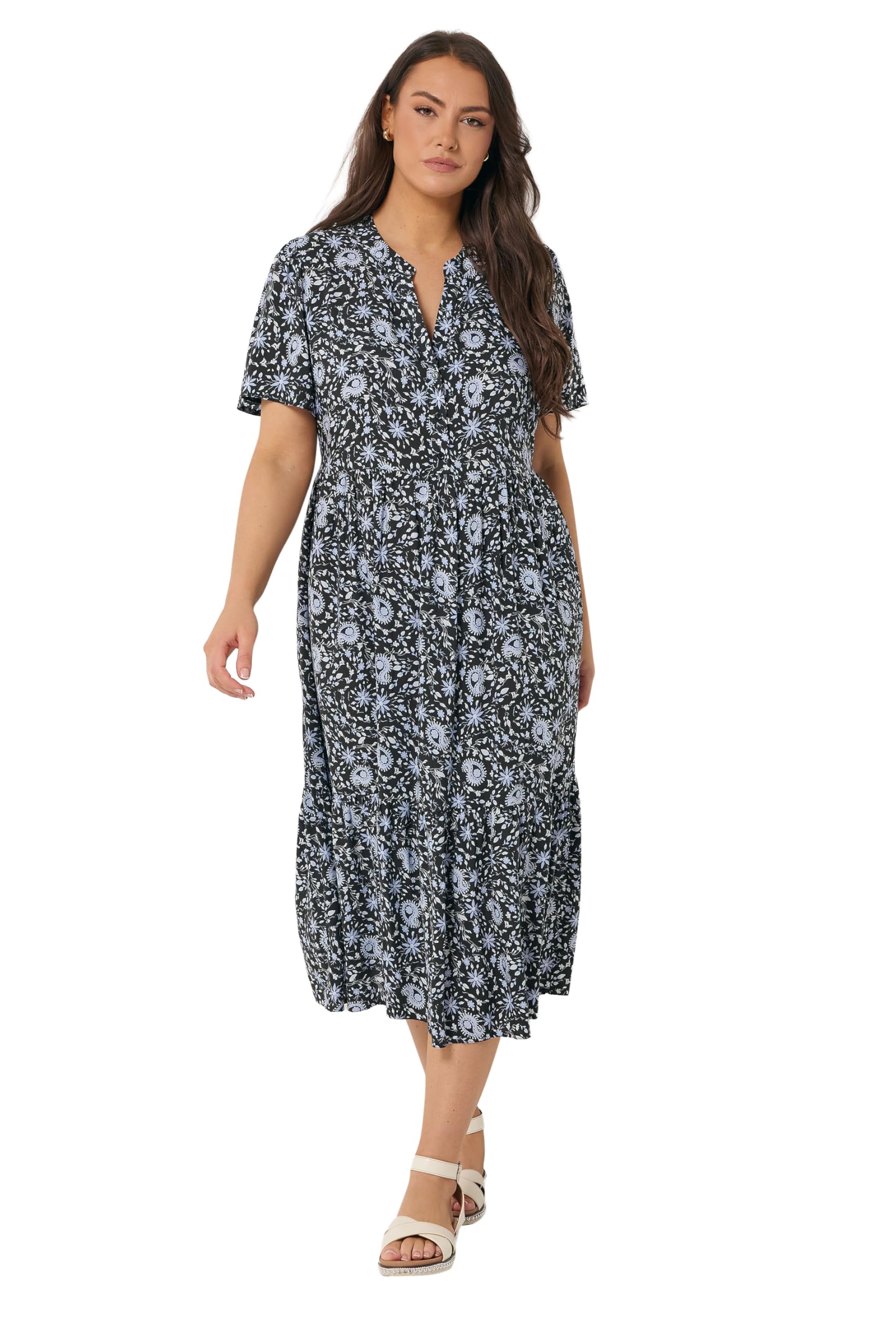 Yours - Women's Maxi Dress - Floral Print - Size 20 - Black