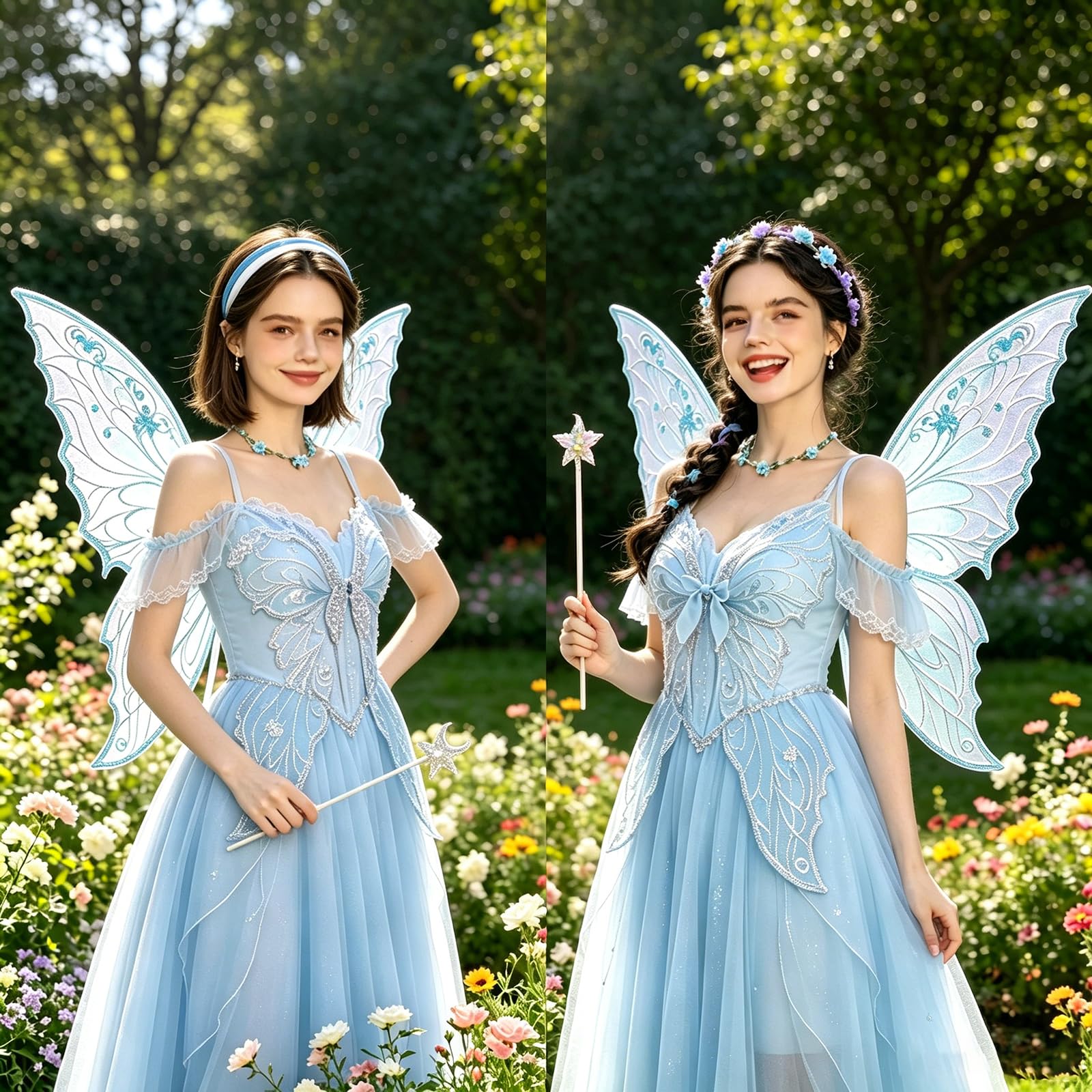 Ali da Fata a Forma di Farfalla,Ali Fata per Adulti e Bambini,Ali di Farfalla,Fairy Wings,con Orecchie da Elfo,Cerchietto da Fata e Bacchette di Fata a Stella,per Feste a Tema Carnevale Halloween