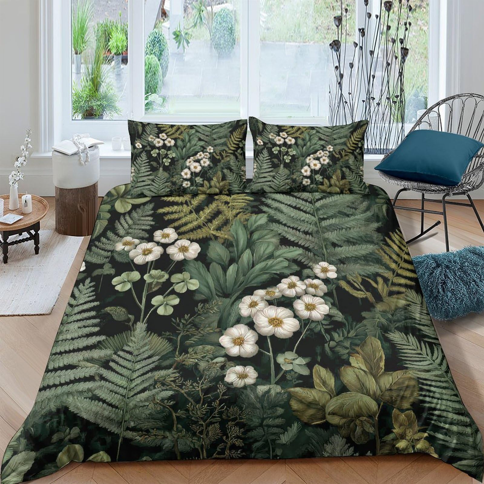 Ctjqhvkz Style-10 3D Printed Tropical Jungle Fitted Sheet Microfiber Botanical Flowers Mattress Cover For Bedroom Guest Room Decoration Single（135X200cm）