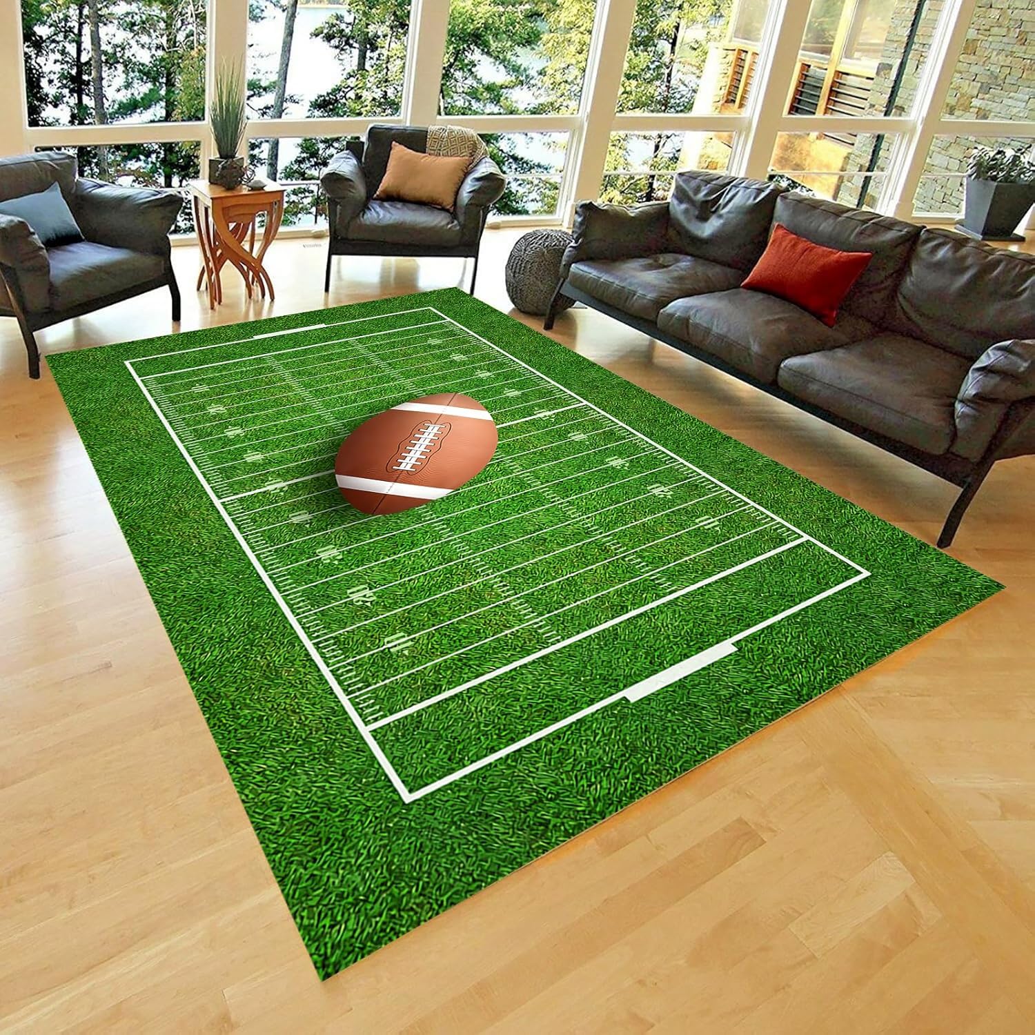 Tapis antidérapant grand carré 120 X 160 cm avec impression 3D rugby