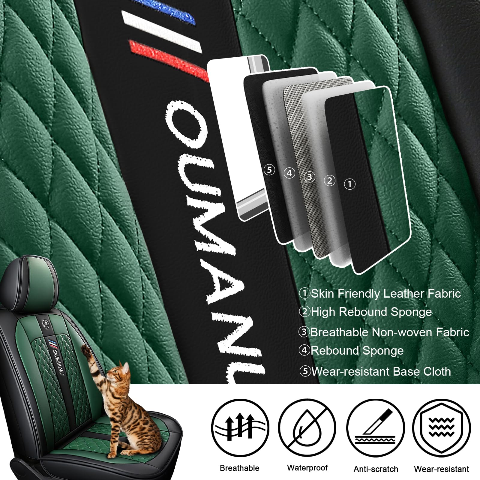 Premium Nappa Leather Seat Covers For Ford Transit-250 2015-2024 | 2-Seat Set, Coffee Color