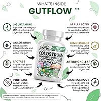 Vista 3 de Clean Nutraceuticals Colostrum Supplement Capsules Probiotics Pills Prebiotics, L-Glutamine, Digestive Enzymes, Folate, Fiber, ACV, Turmeric, Apple