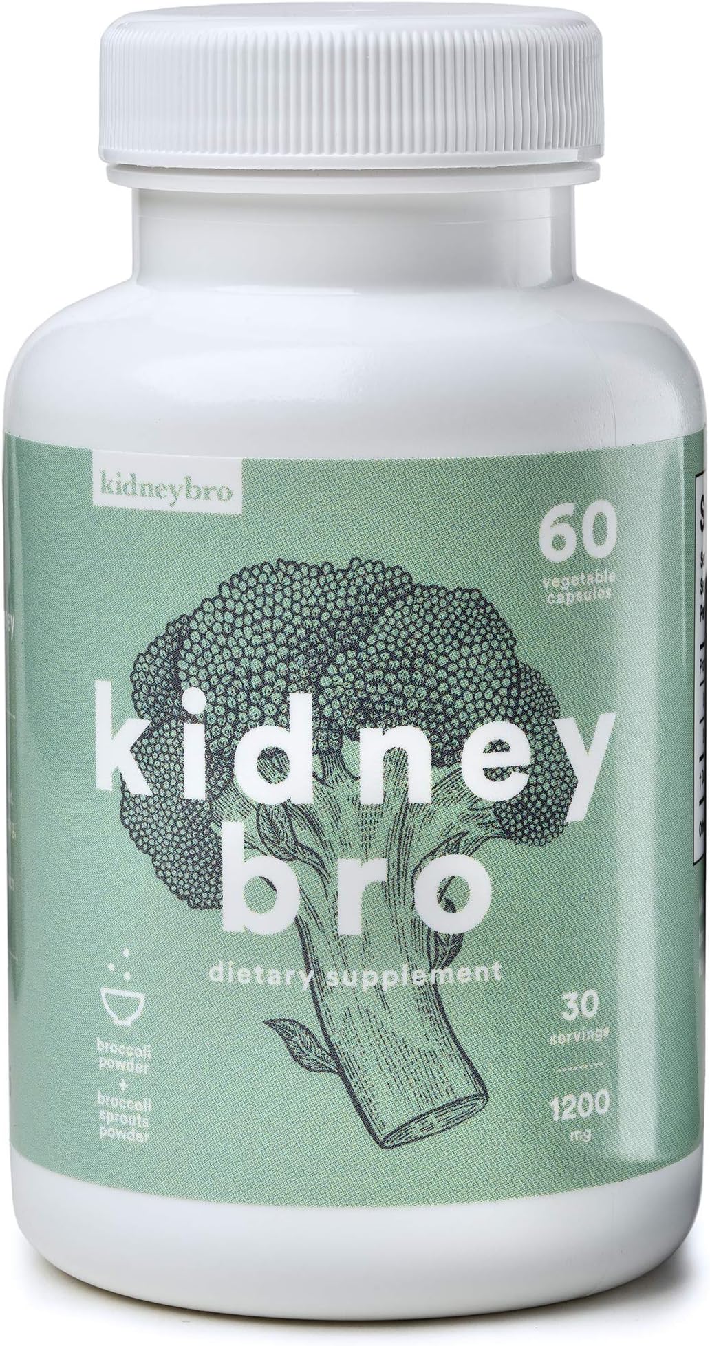 Premium Kidney Support Supplement by Kidney Bro Potent Herbal Ingredients for Kidney Health – Broccoli Sprouts Broccoli Extract, 60 Caps