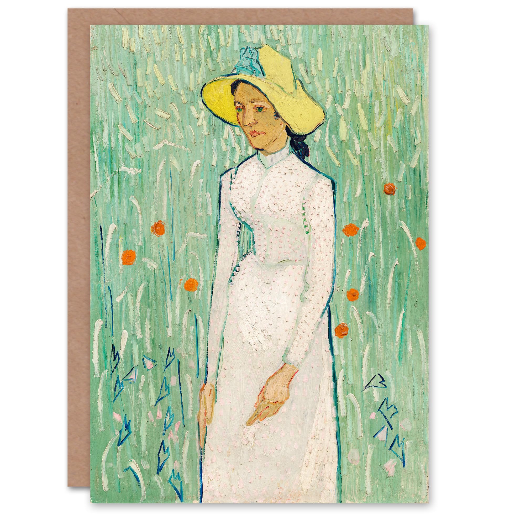 Artery8 Vincent van Gogh Art Card Girl in White Floral Portrait