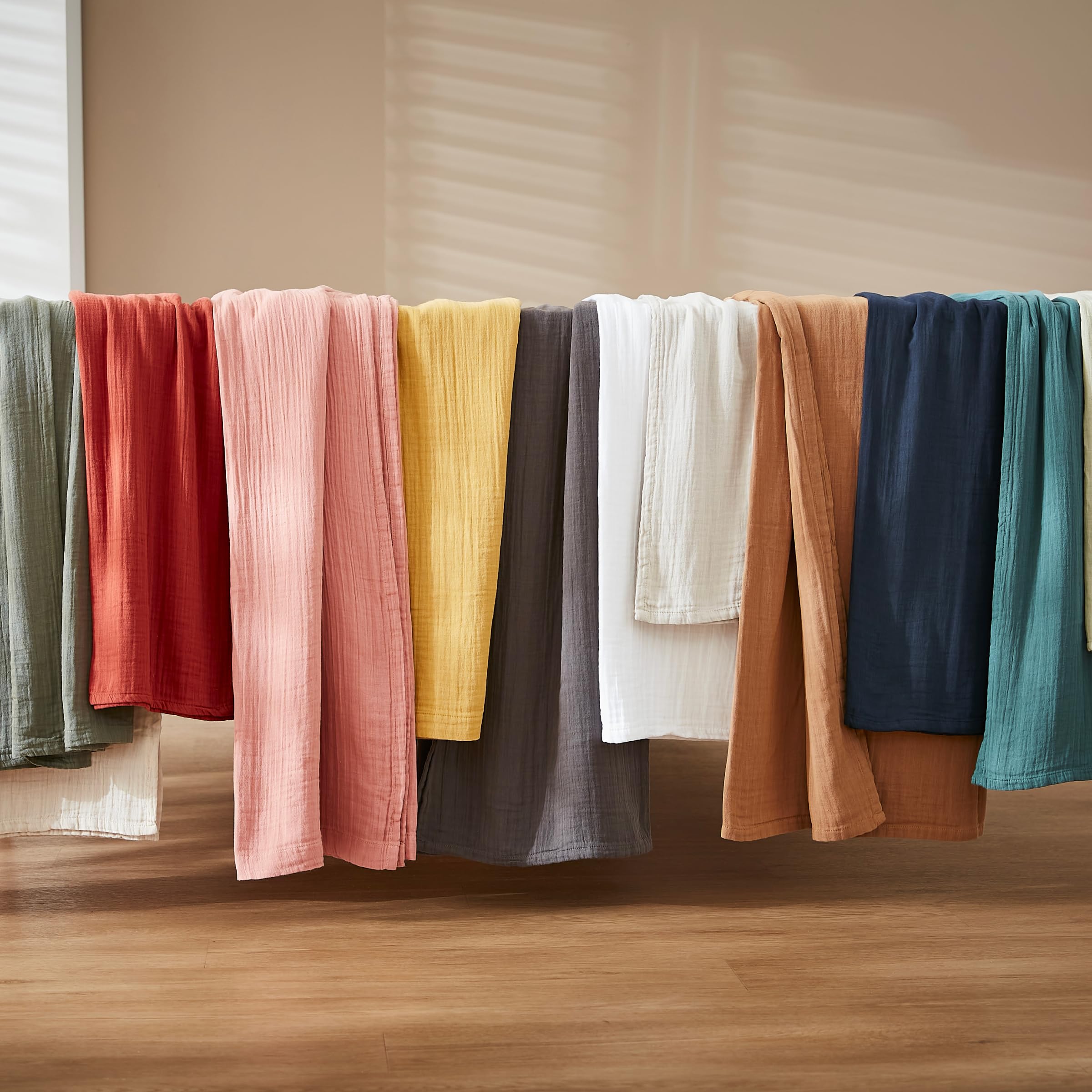 Cortina de gasa de algodón ajustable – Cortina de visillo 140 x 300 cm Suave y cómoda [Cortinas interiores y cortinas] (Beige Pampa)