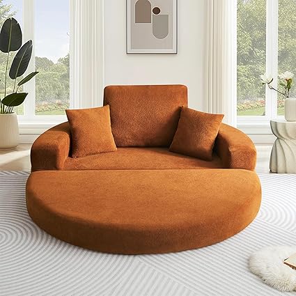 72" Convertible Folding Sofa Bed, Chenille Foldable Sofa Sleeper with High Density Foam Cushions and Armrest, Boneless Floor Lounge Couch for Living Room, Apartment, Dorm, Small Spaces, Orange