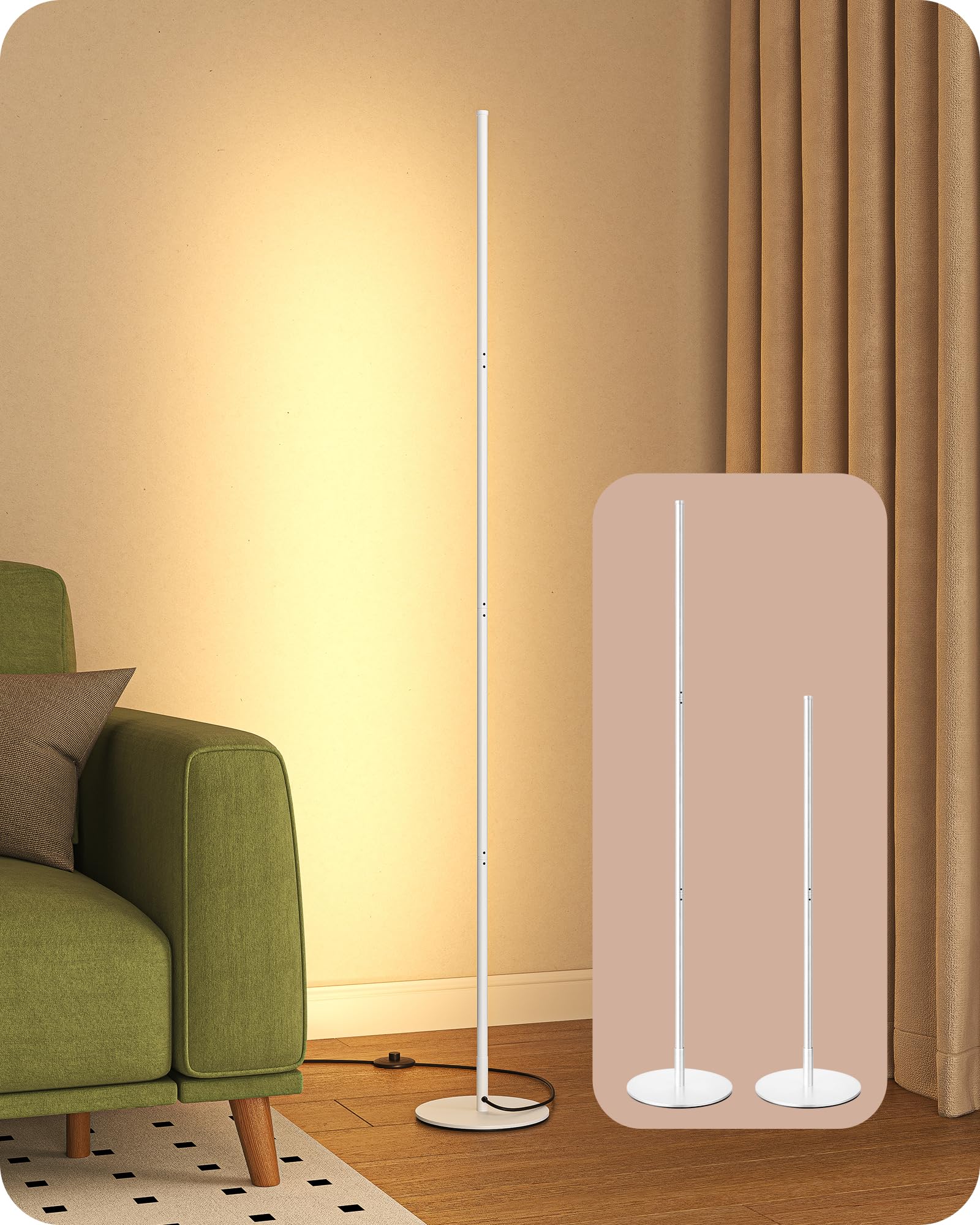 EDISHINE LED Corner Floor Lamp, 57.5