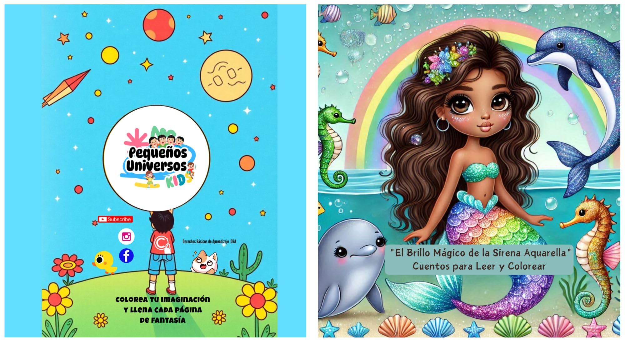 El Brillo Mágico de la Sirena Aquarella: Cuentos para Leer y Colorear